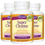 Nature's Secret Super Cleanse, botella vertiendo, apoyo a la limpieza interna suave.