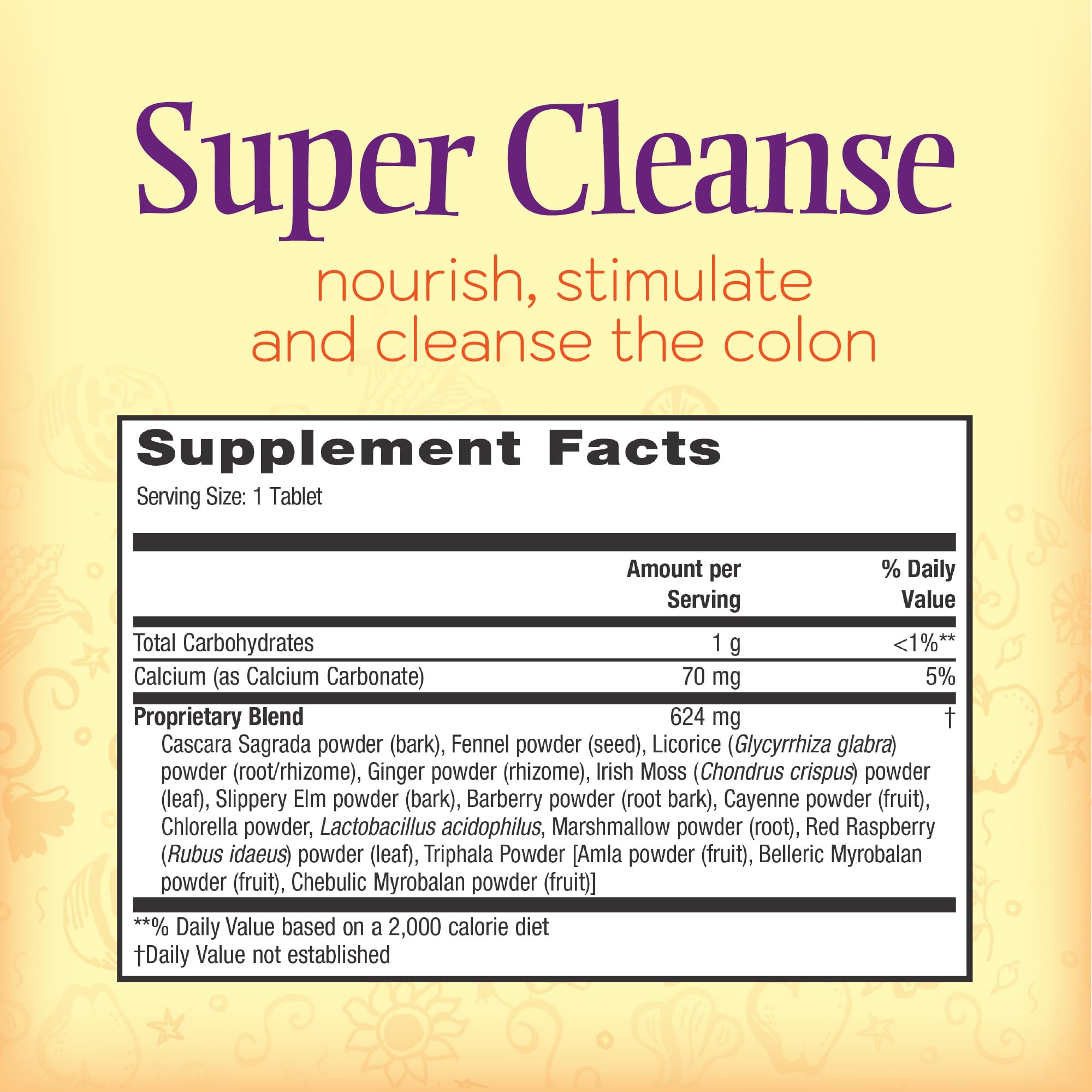 Nature's Secret Super Cleanse: etiqueta detallada con hierbas y probiótico para bienestar