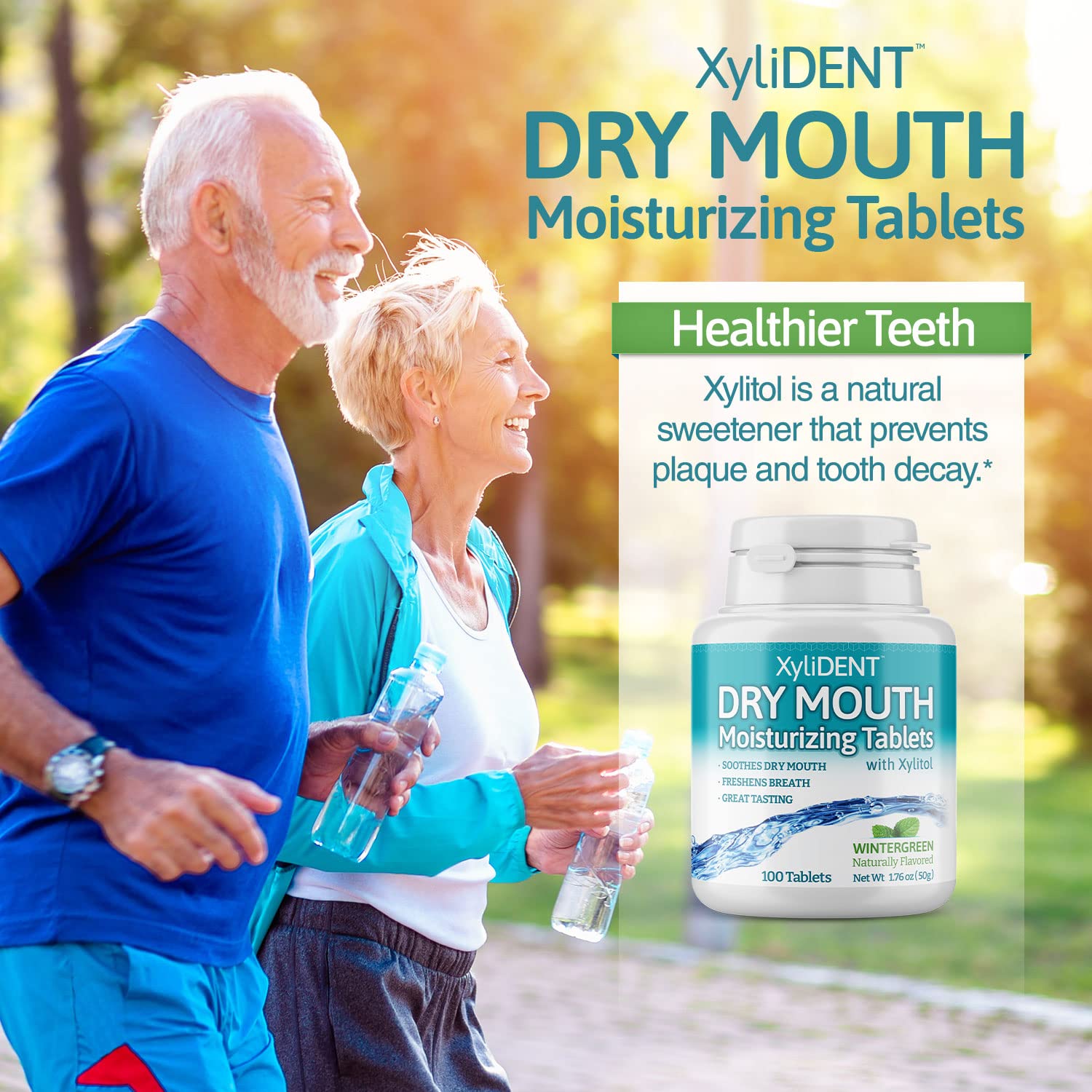 Nature's Stance XyliDENT tableta sabor menta natural para frescura.