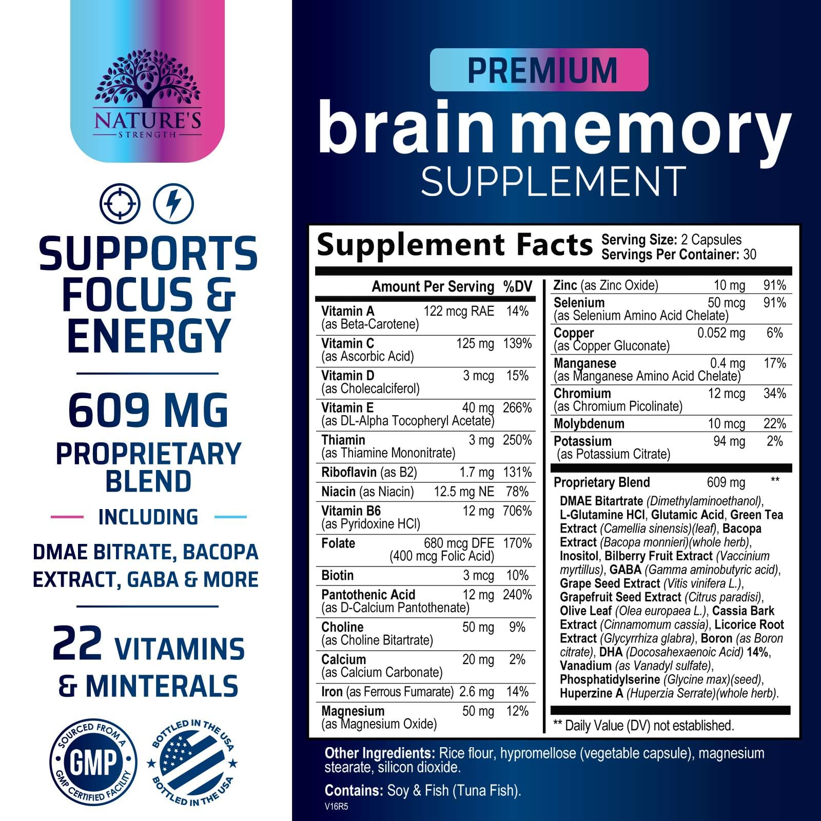 Nature's Strength píldoras memoria cognitiva mejoran la retención