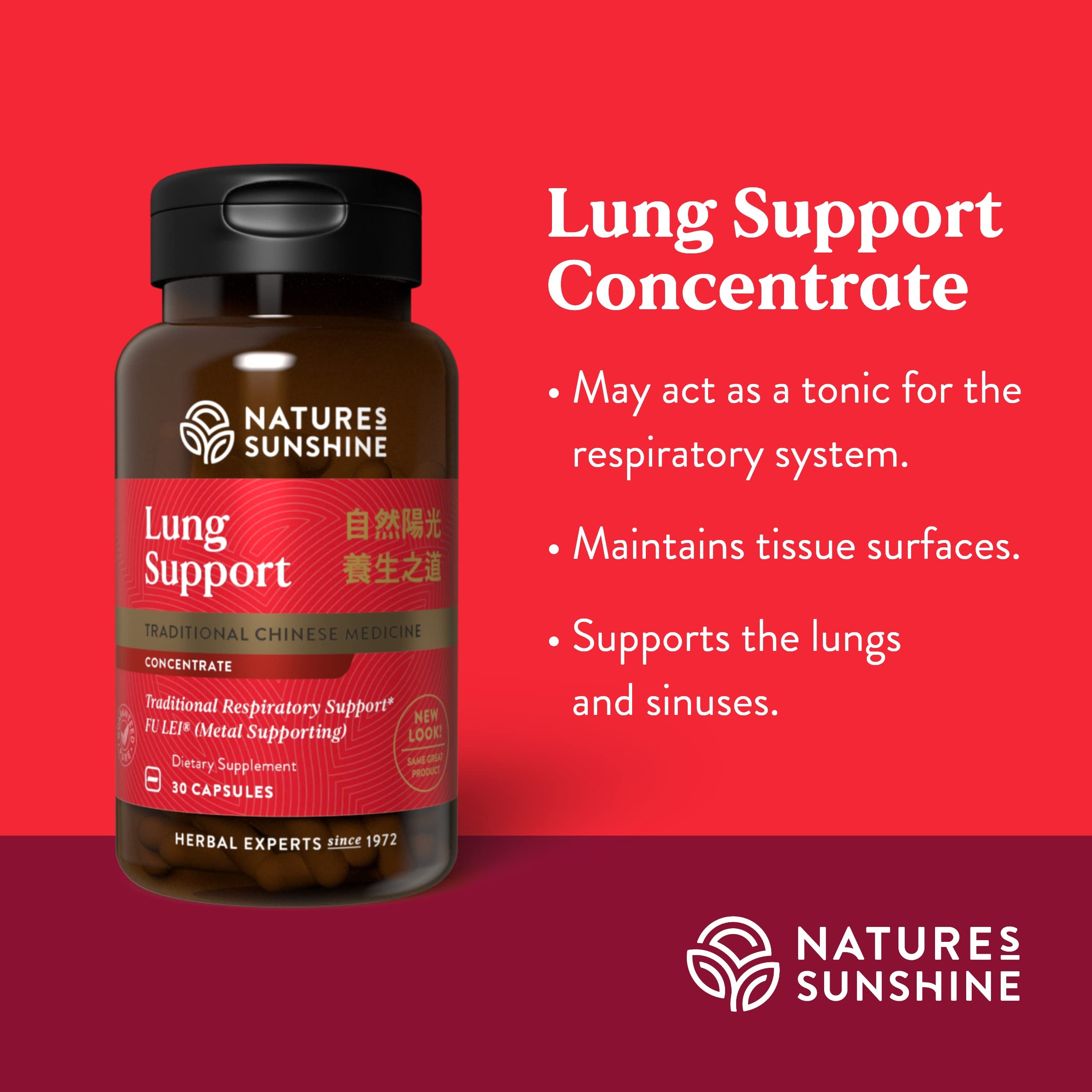 Nature's Sunshine botella: cápsulas fáciles de tragar para apoyo pulmonar.