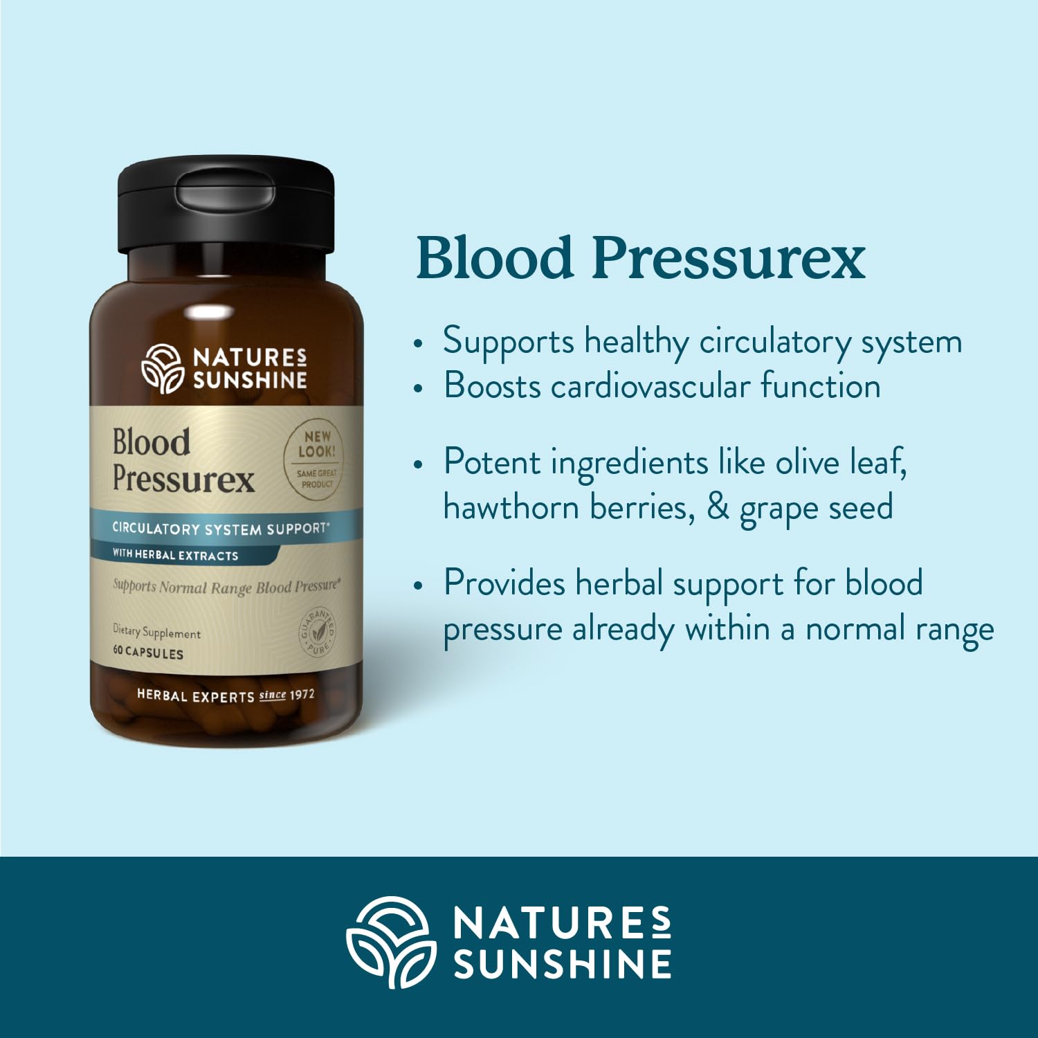 Nature's Sunshine Blood Pressurex cápsulas dorso: fórmula natural para uso diario.