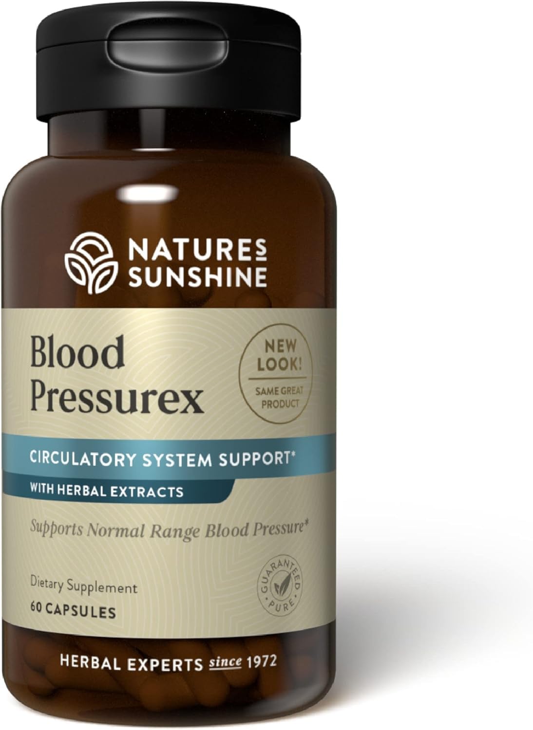 Nature's Sunshine Blood Pressurex cápsulas frente: posible apoyo a mantener la presión arterial en rango normal.