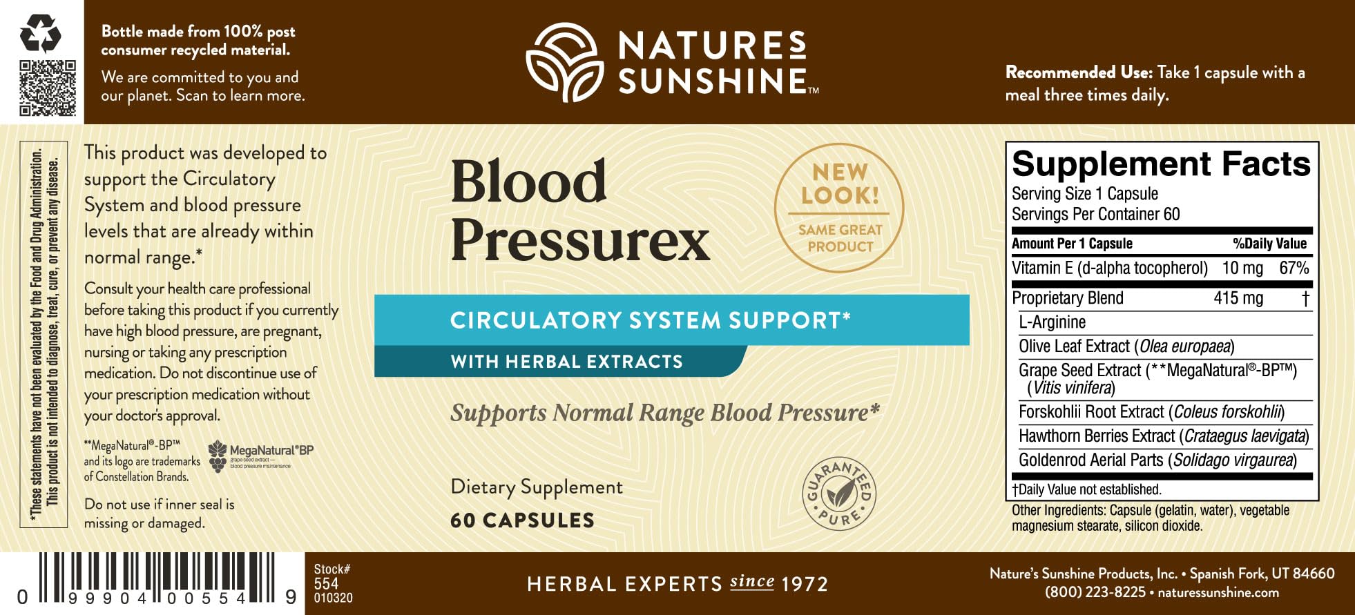 Nature's Sunshine Blood Pressurex envase práctico: fácil dispensación para uso diario.