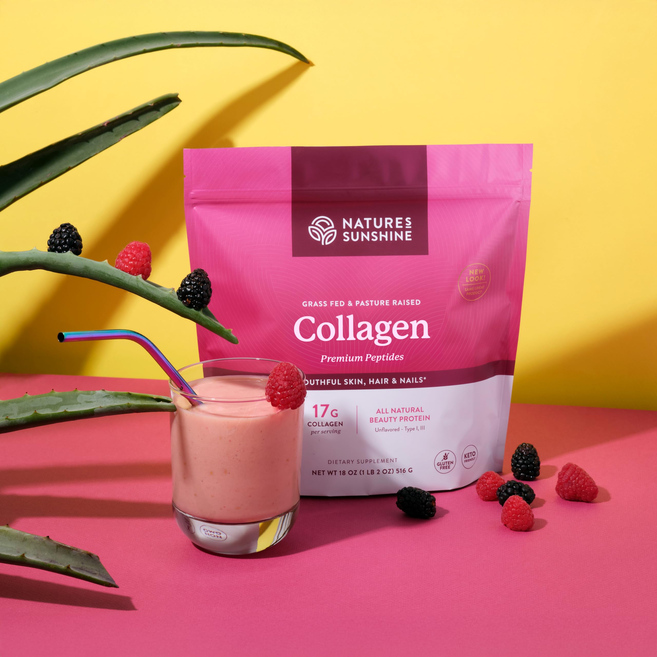 Nature's Sunshine colágeno para mezclar en bebidas, soporte diario de piel