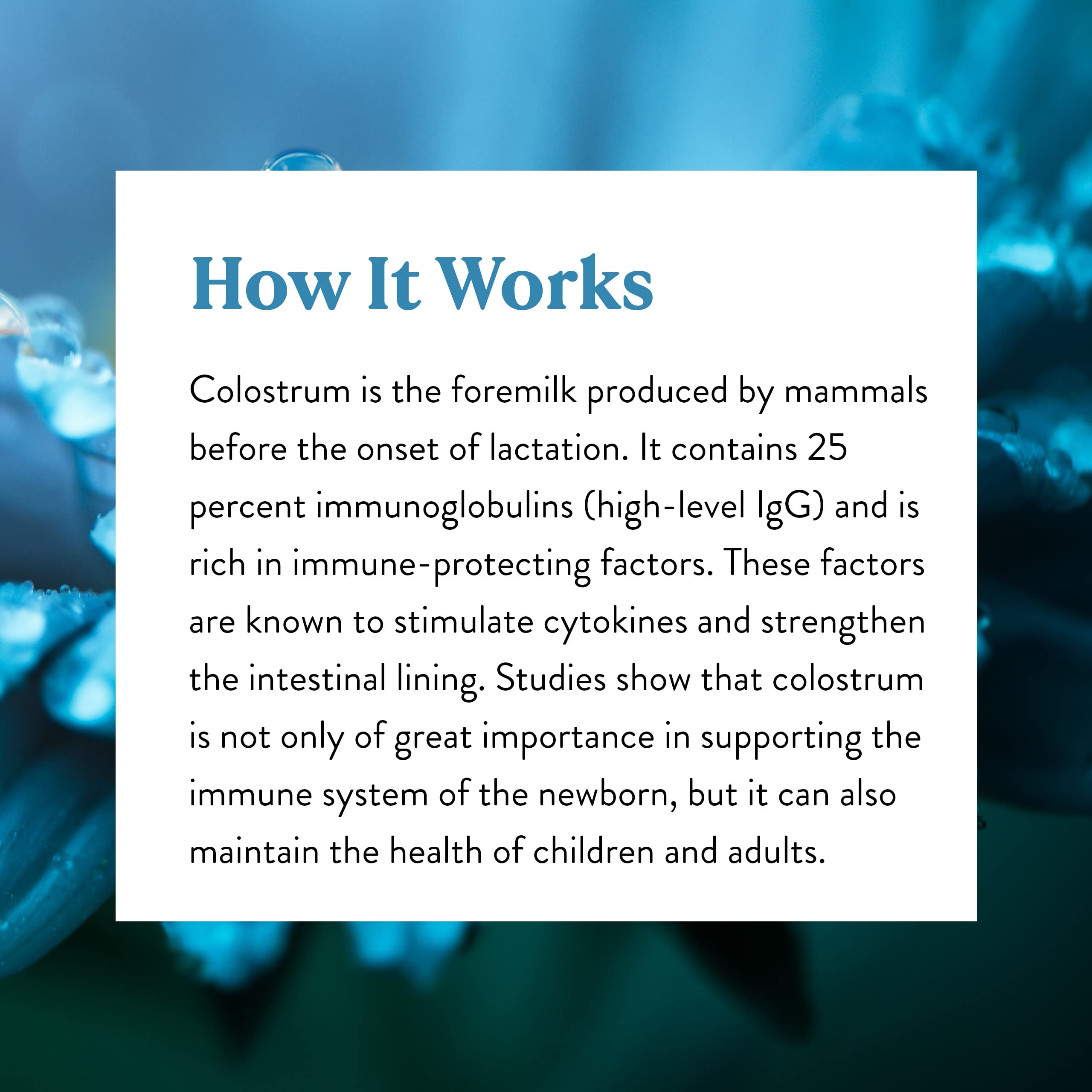 Nature's Sunshine Colostrum: etiqueta y diseño de producto para fácil reconocimiento.