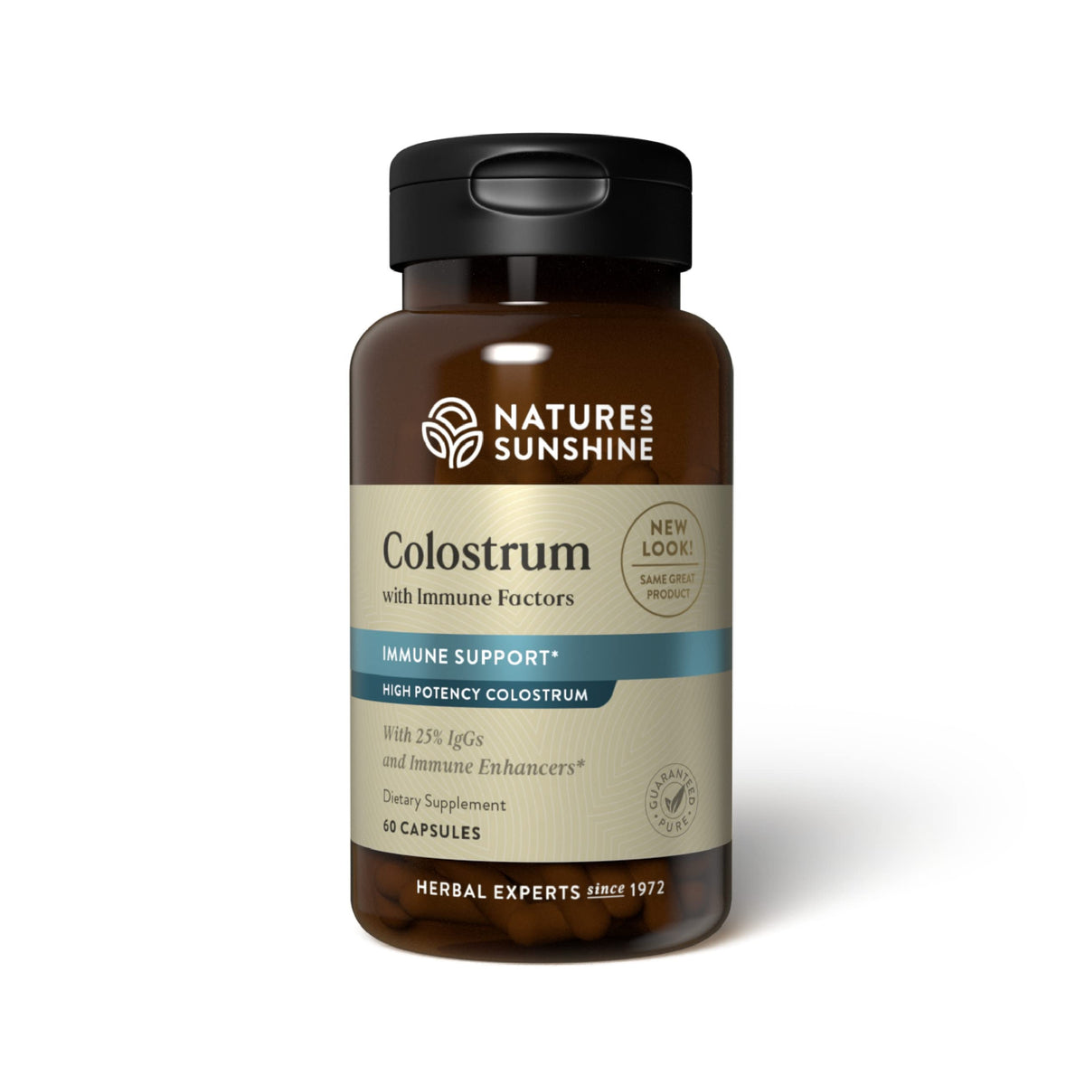 Nature's Sunshine Colostrum: factores inmunes en cápsulas para apoyar la respuesta natural.