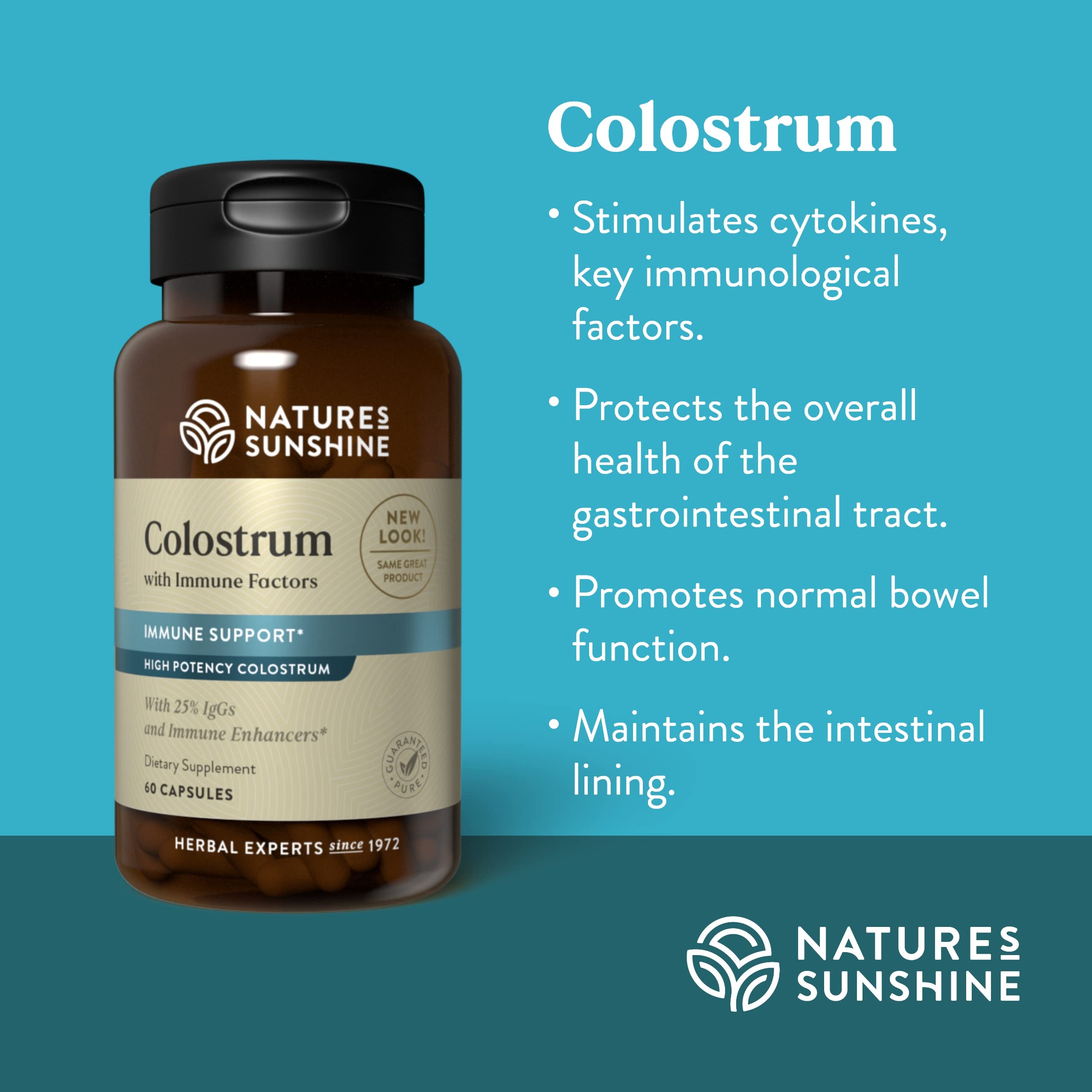 Nature's Sunshine Colostrum: ayuda a mantener el revestimiento intestinal para mayor estabilidad.