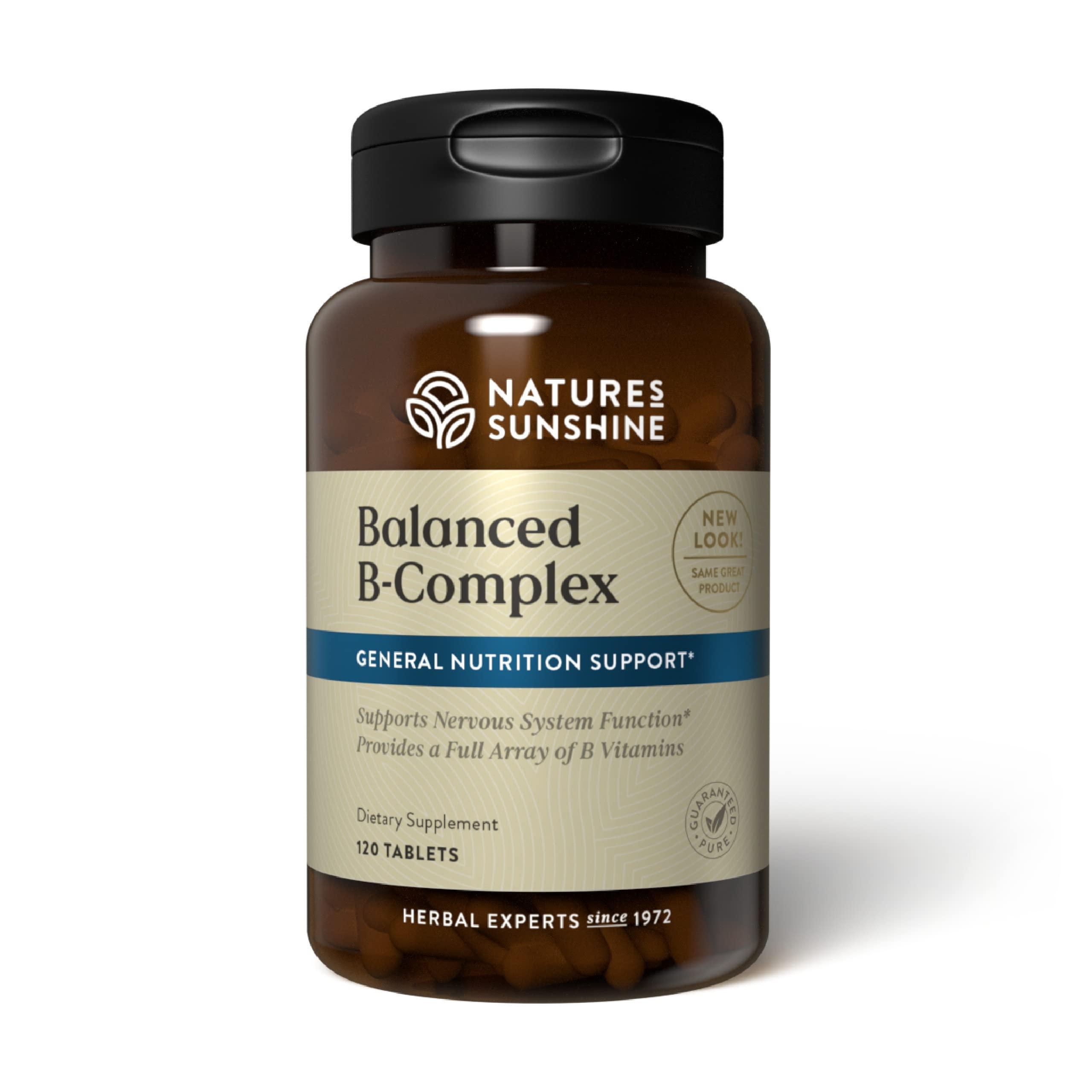 Nature's Sunshine Complejo B equilibrado, frasco de tabletas para apoyar el sistema nervioso