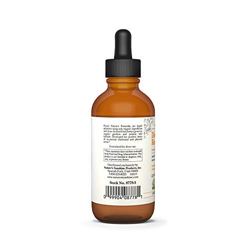 Nature's Sunshine Remedio Floral, etiqueta con ingredientes naturales para apoyo emocional.