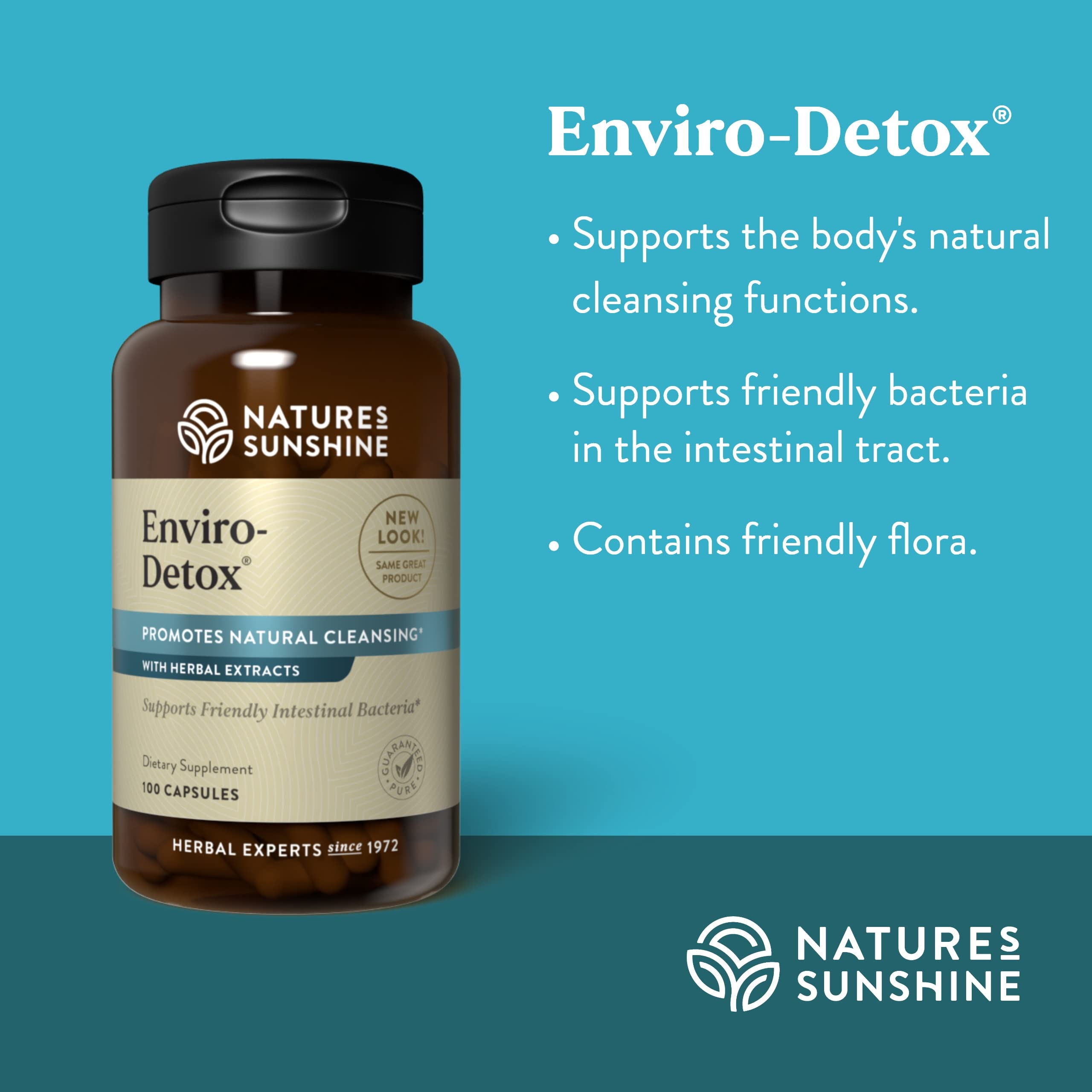 Nature's Sunshine Enviro-Detox cápsulas con agua, consumo sencillo para apoyo digestivo
