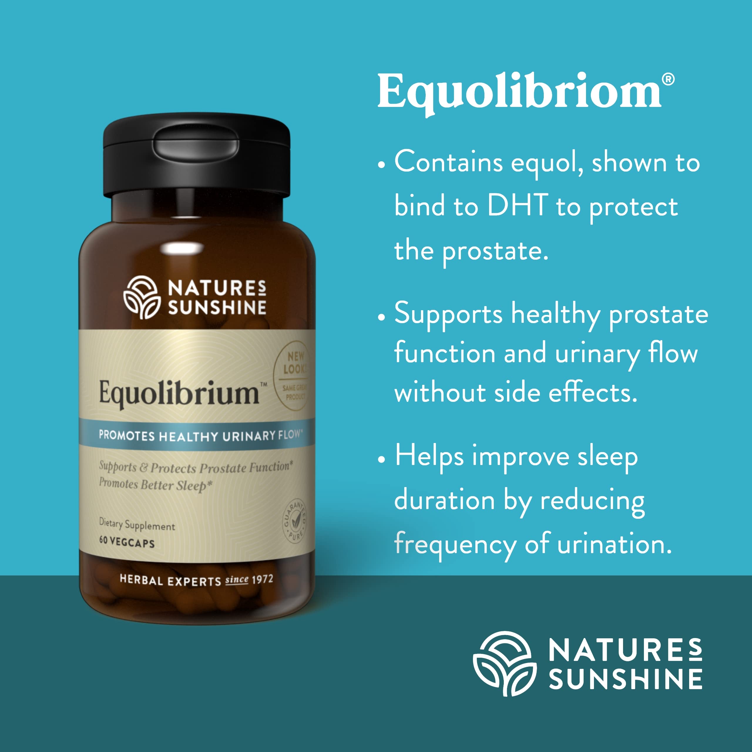Nature's Sunshine Equolibrium: etiqueta del producto con dosis clara para apoyo diario