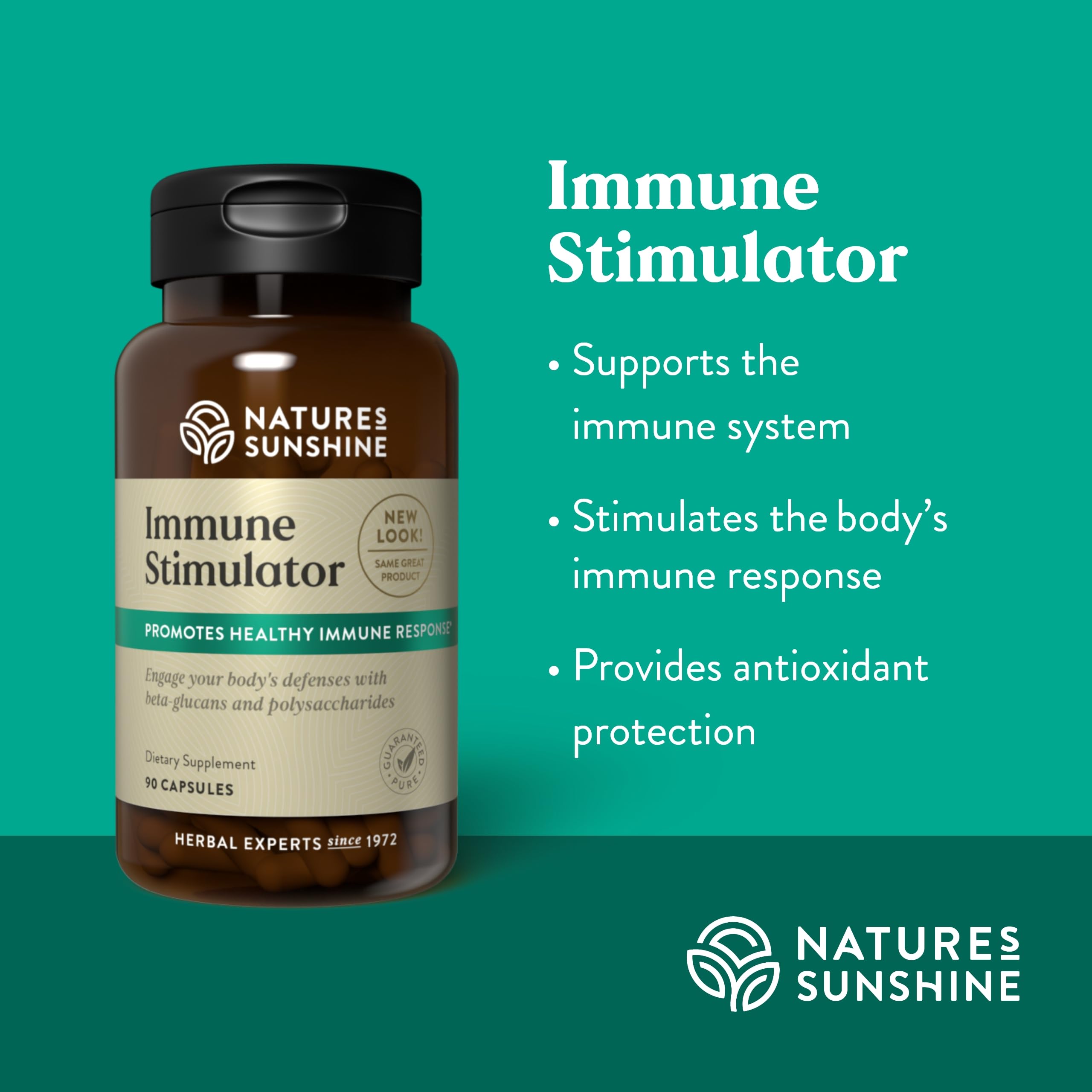 Nature's Sunshine Estimulador Inmunitario, cápsulas, toma cotidiana para mantenimiento inmunitario.