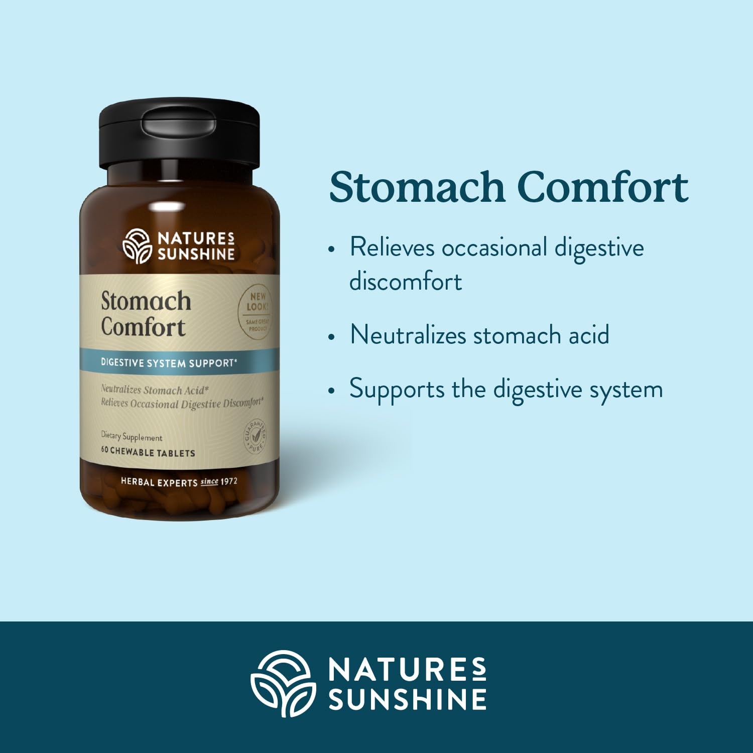 Comprimidos masticables de Nature's Sunshine Estómago Comfort para uso diario
