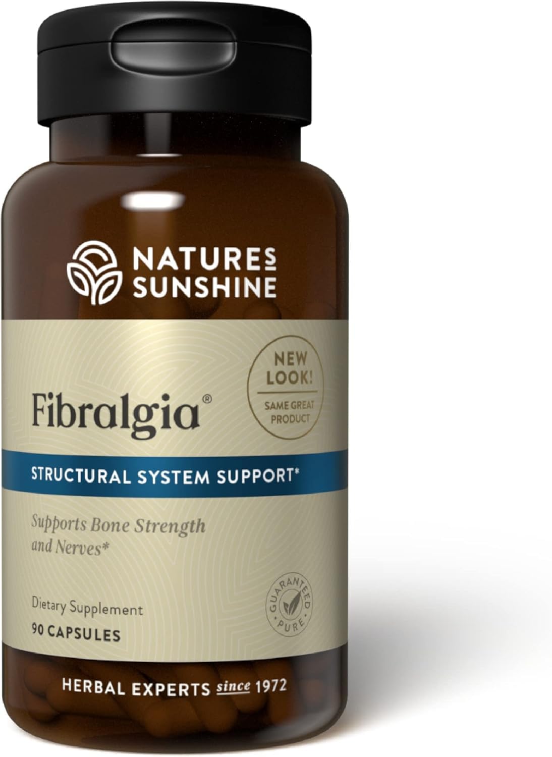 Nature's Sunshine Fibralgia, envase de 90 cápsulas, soporte para la vitalidad diaria.