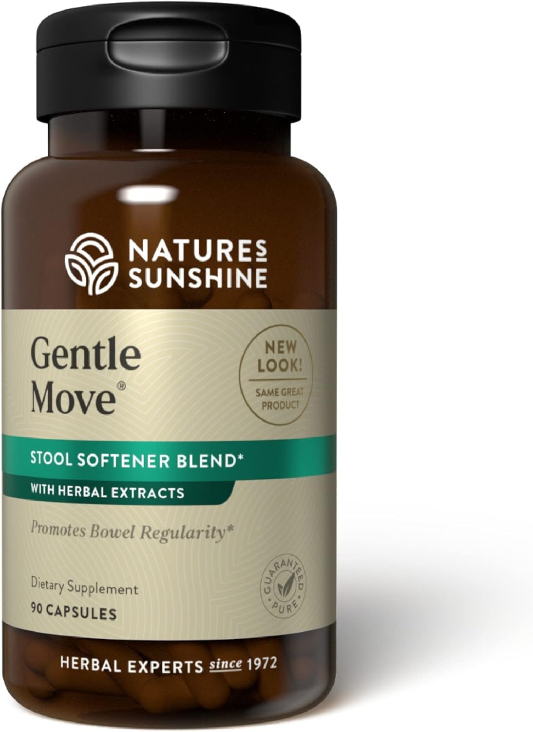 Nature's Sunshine Gentle Move: botella visible para apoyo digestivo suave durante el día