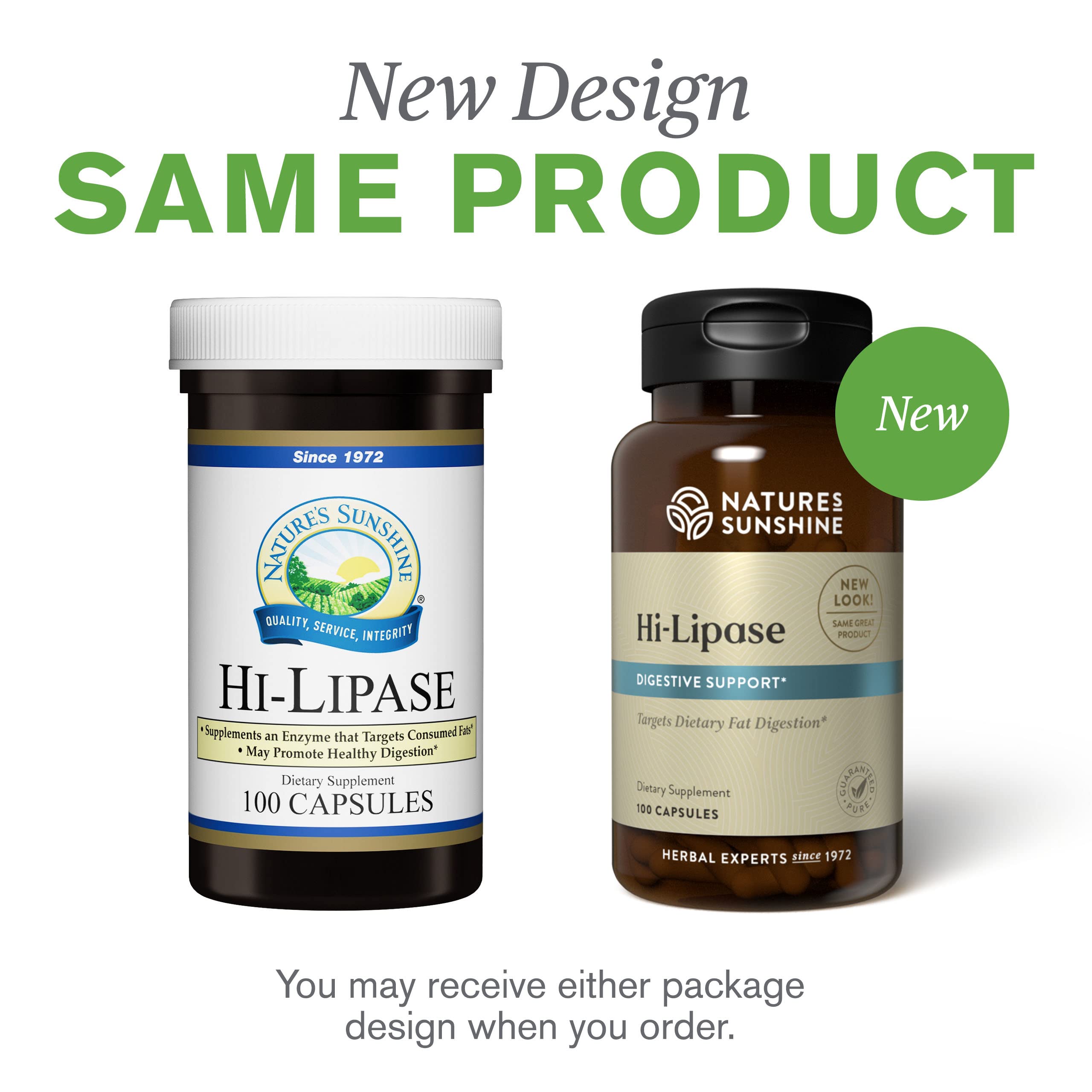 Nature's Sunshine Hi-Lipase empaque compacto para viajes.
