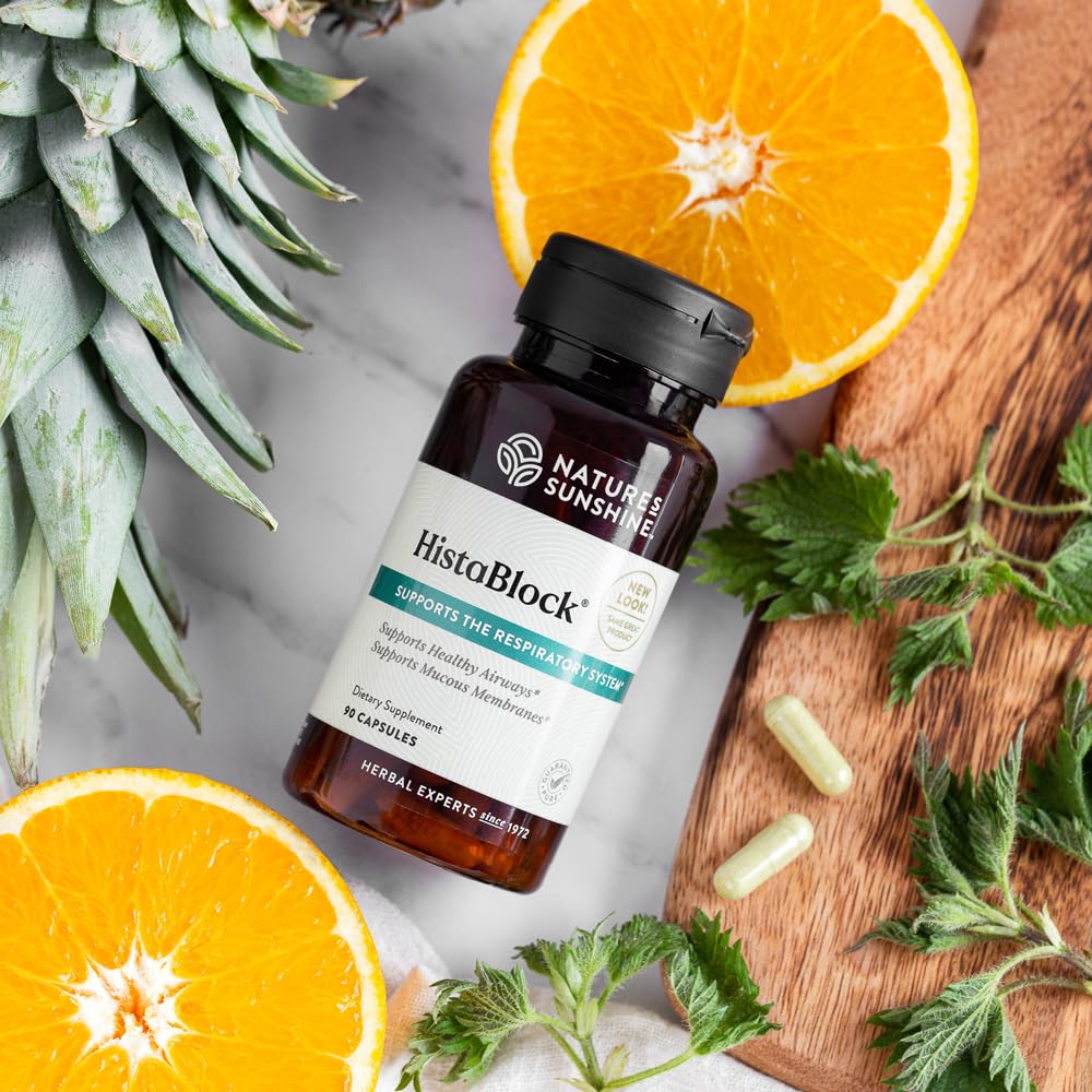Nature's Sunshine HistaBlock etiqueta de la botella, información de uso seguro