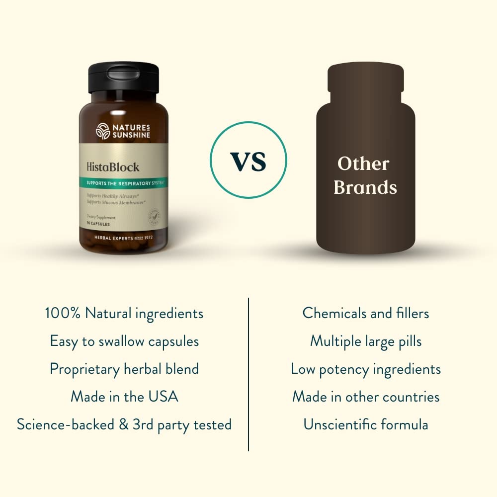 Nature's Sunshine HistaBlock ingredientes herbales, apoyo estacional de vías respiratorias