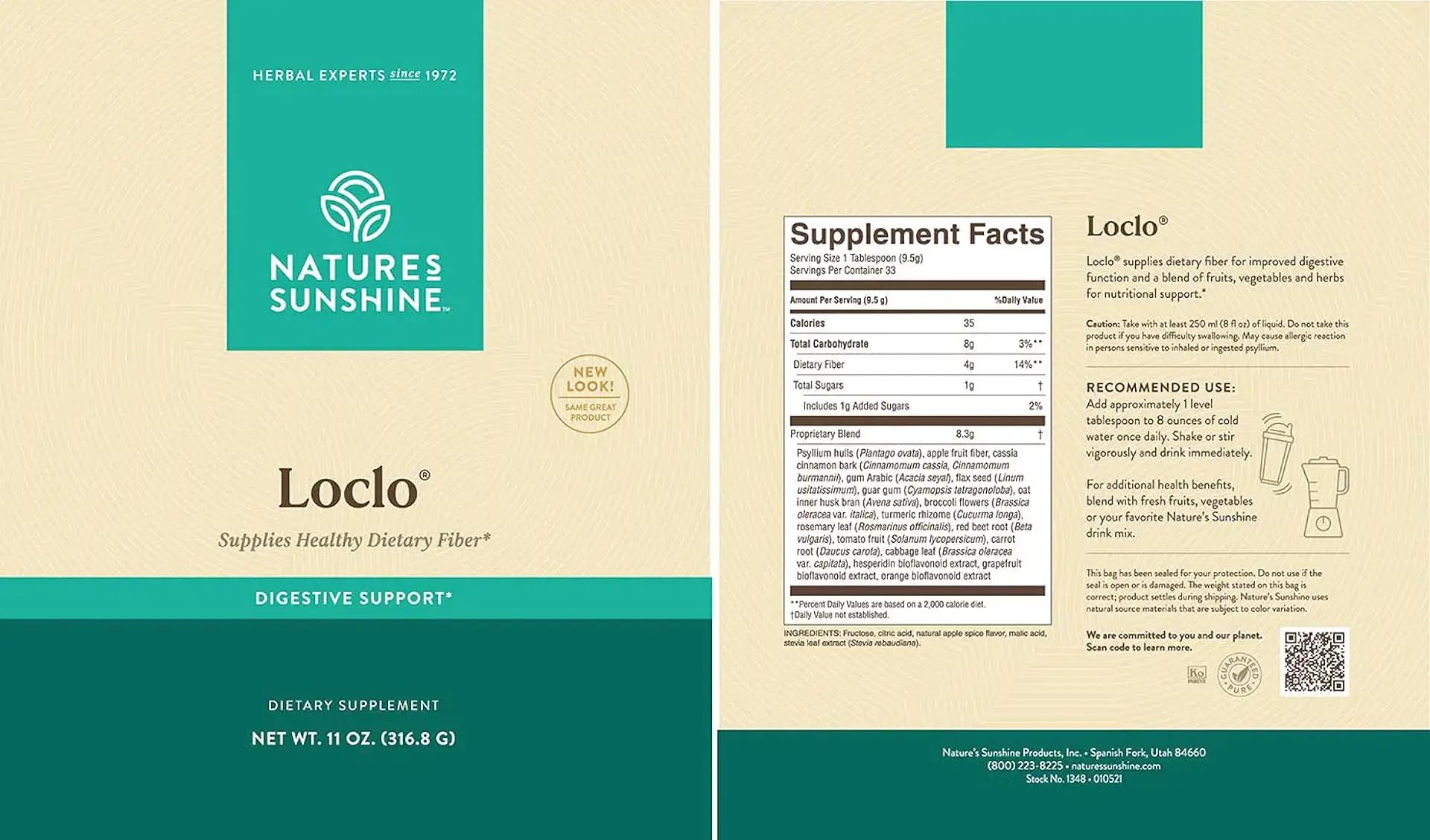 Loclo Nature's Sunshine: batido de fibra con frutas para energía suave.