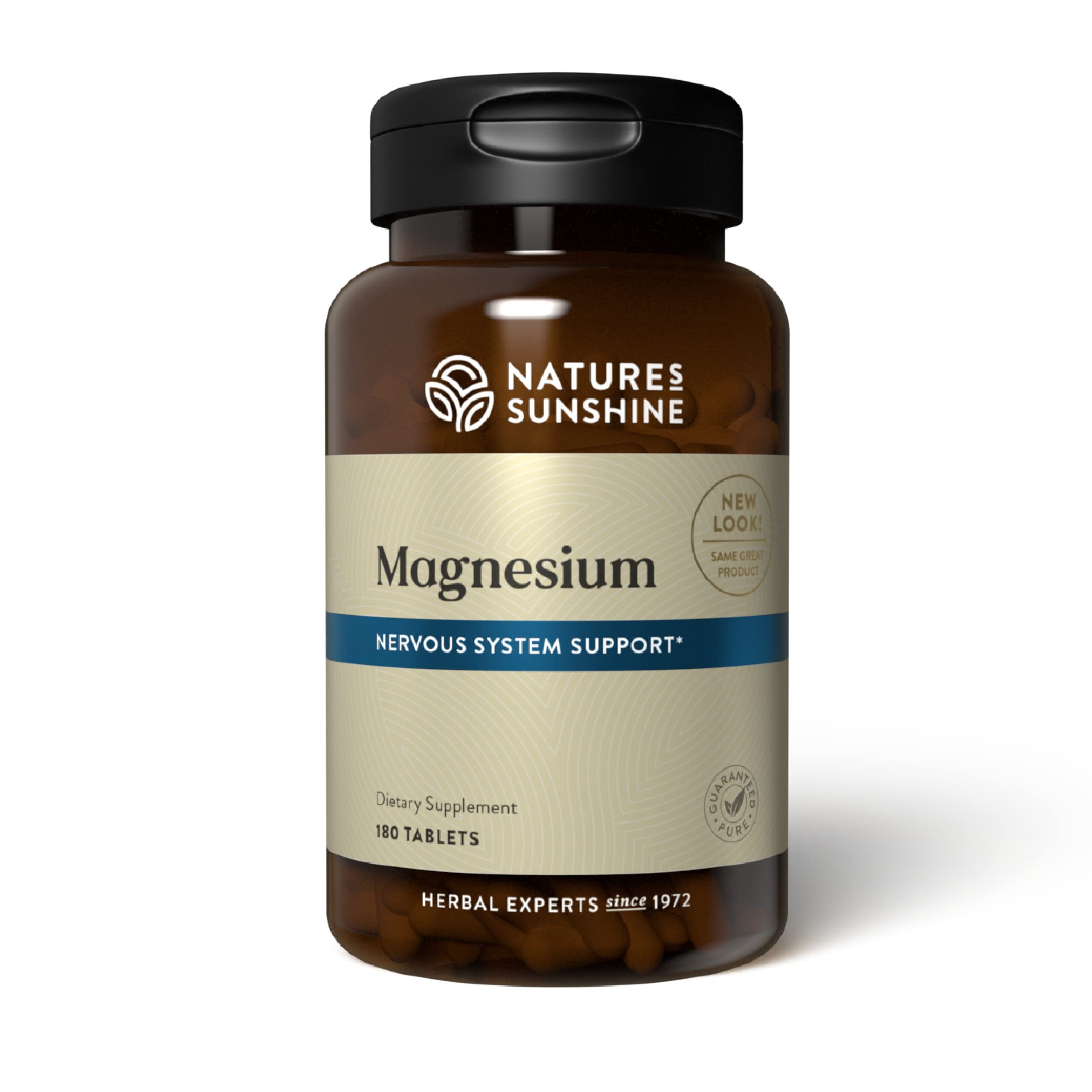 Nature's Sunshine Magnesium 250 mg: empaque frontal para energía diaria.