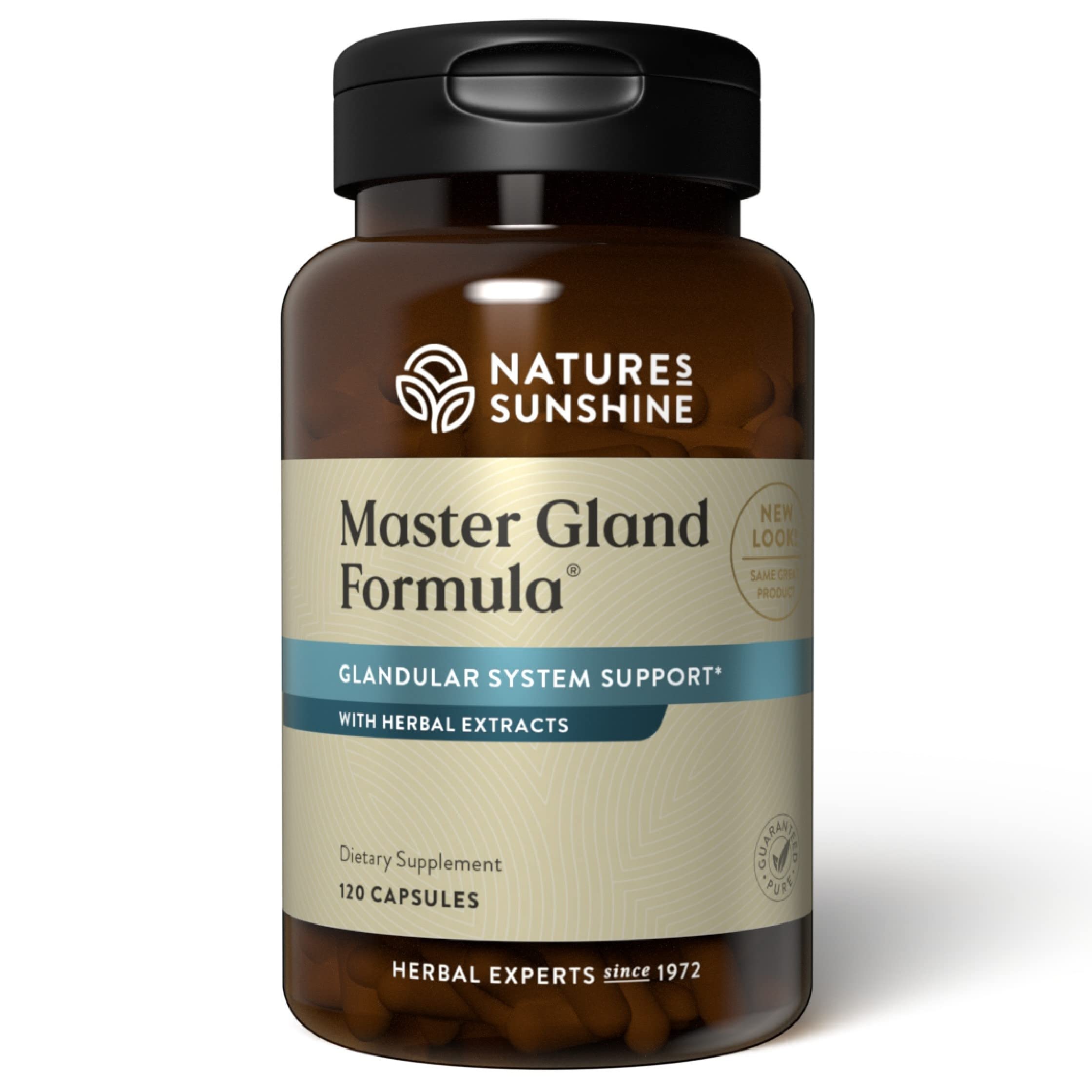 Nature's Sunshine Master Gland: botella de cápsulas para apoyo diario de nutrientes.