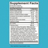 Nature's Sunshine Master Gland: etiqueta frontal que destaca vitaminas y minerales clave.