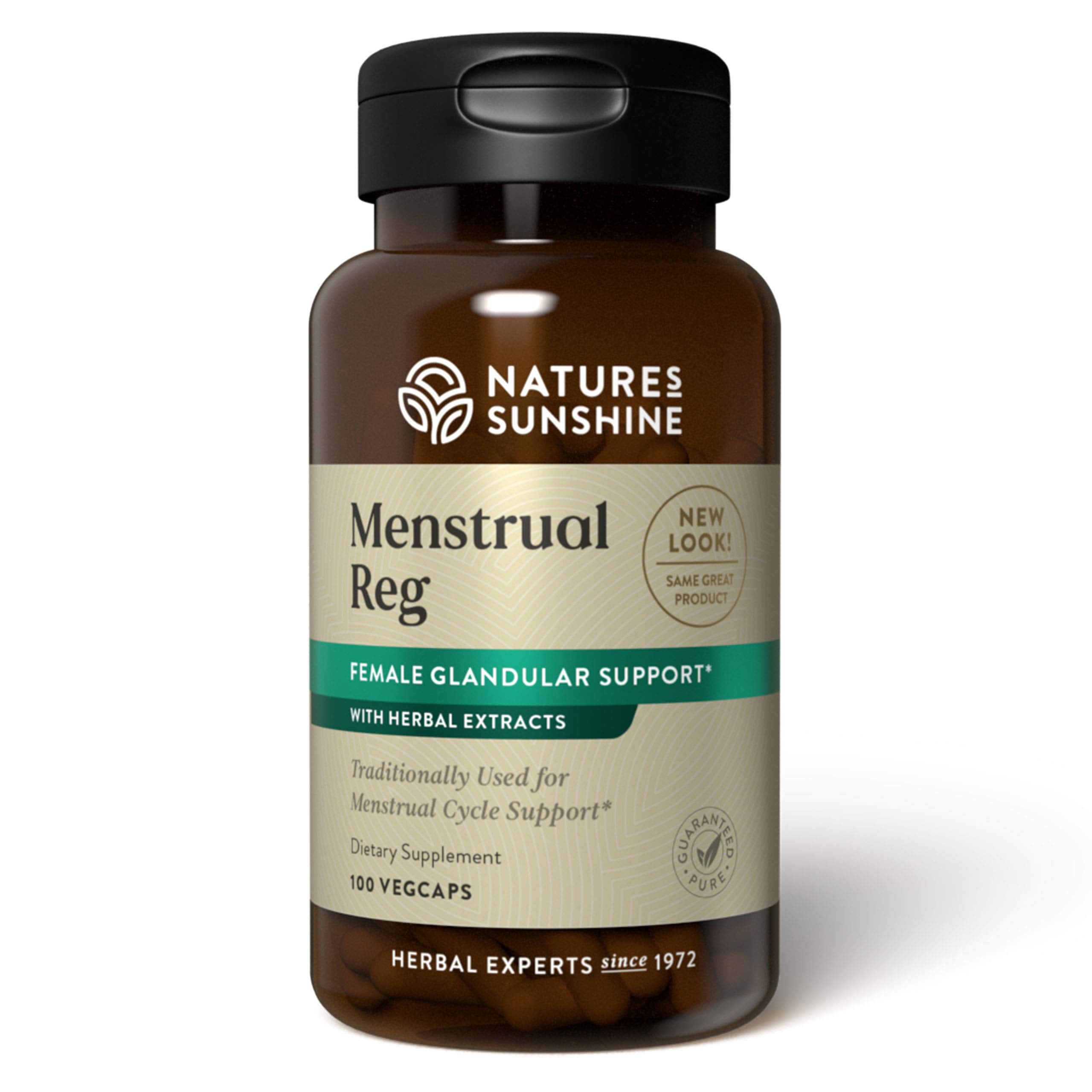 Nature's Sunshine Menstrual Reg: frasco de cápsulas para equilibrio hormonal y bienestar menstrual