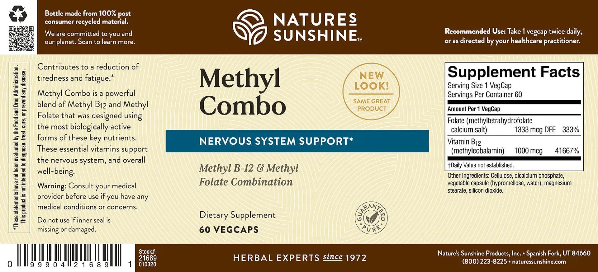 Nature's Sunshine Methyl Combo: uso diario para soporte nutricional.