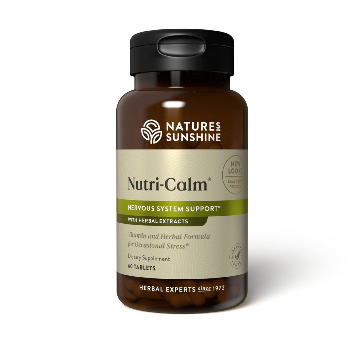 Nutri-Calm de Nature's Sunshine, tabletas en botella, apoyo suave para el sistema nervioso.