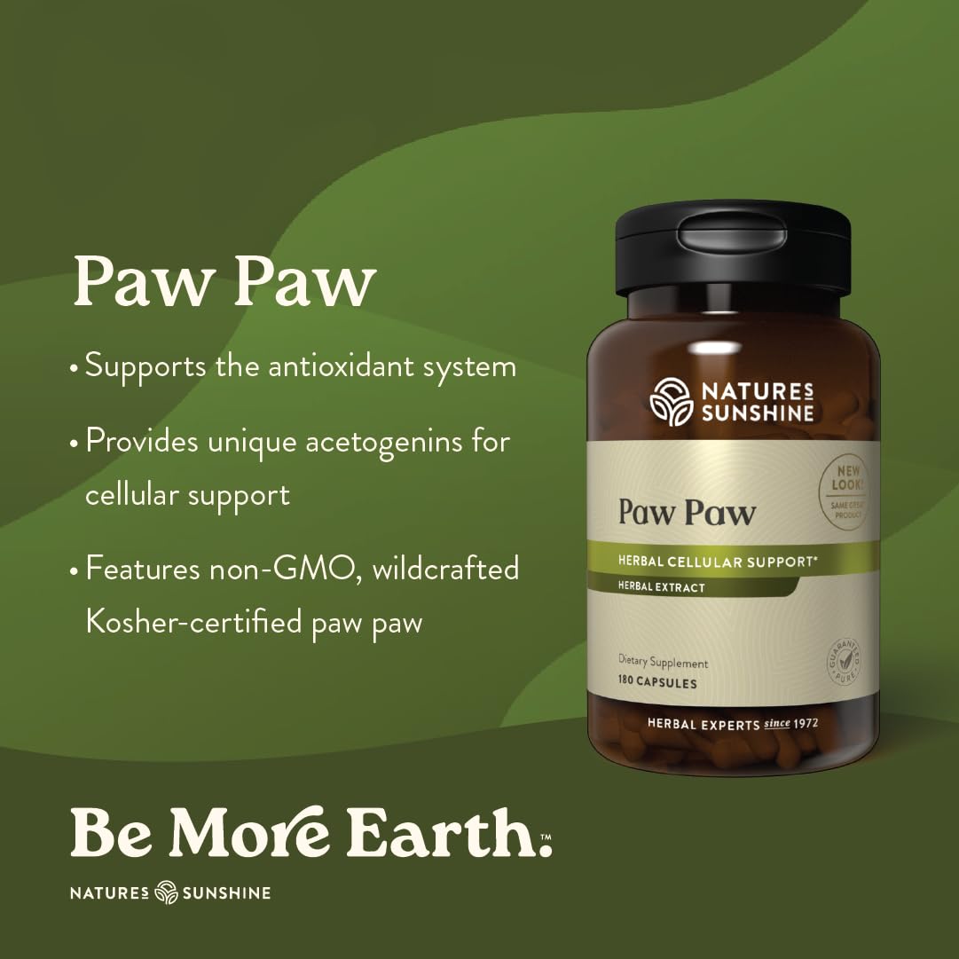Nature's Sunshine Paw Paw Cell-Reg frasco vertiendo: dosis diaria fácil