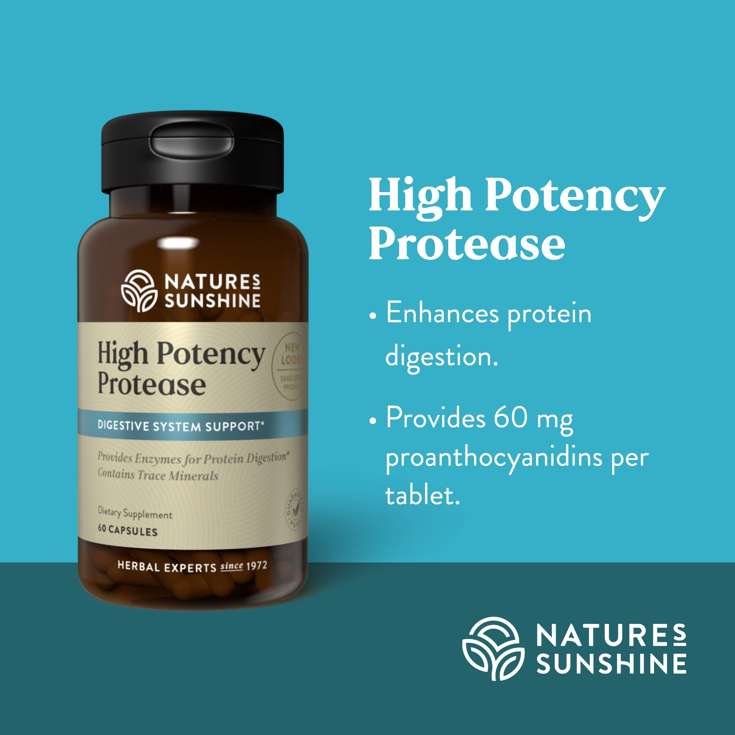 Nature's Sunshine proteasa alta potencia cápsulas con ingredientes clave