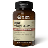 Envase de Nature's Sunshine Super Omega-3, cápsulas fáciles de tragar para uso diario.