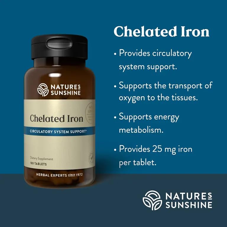 Nature's Sunshine tabletas de hierro 25 mg; pueden apoyar la energía diaria.