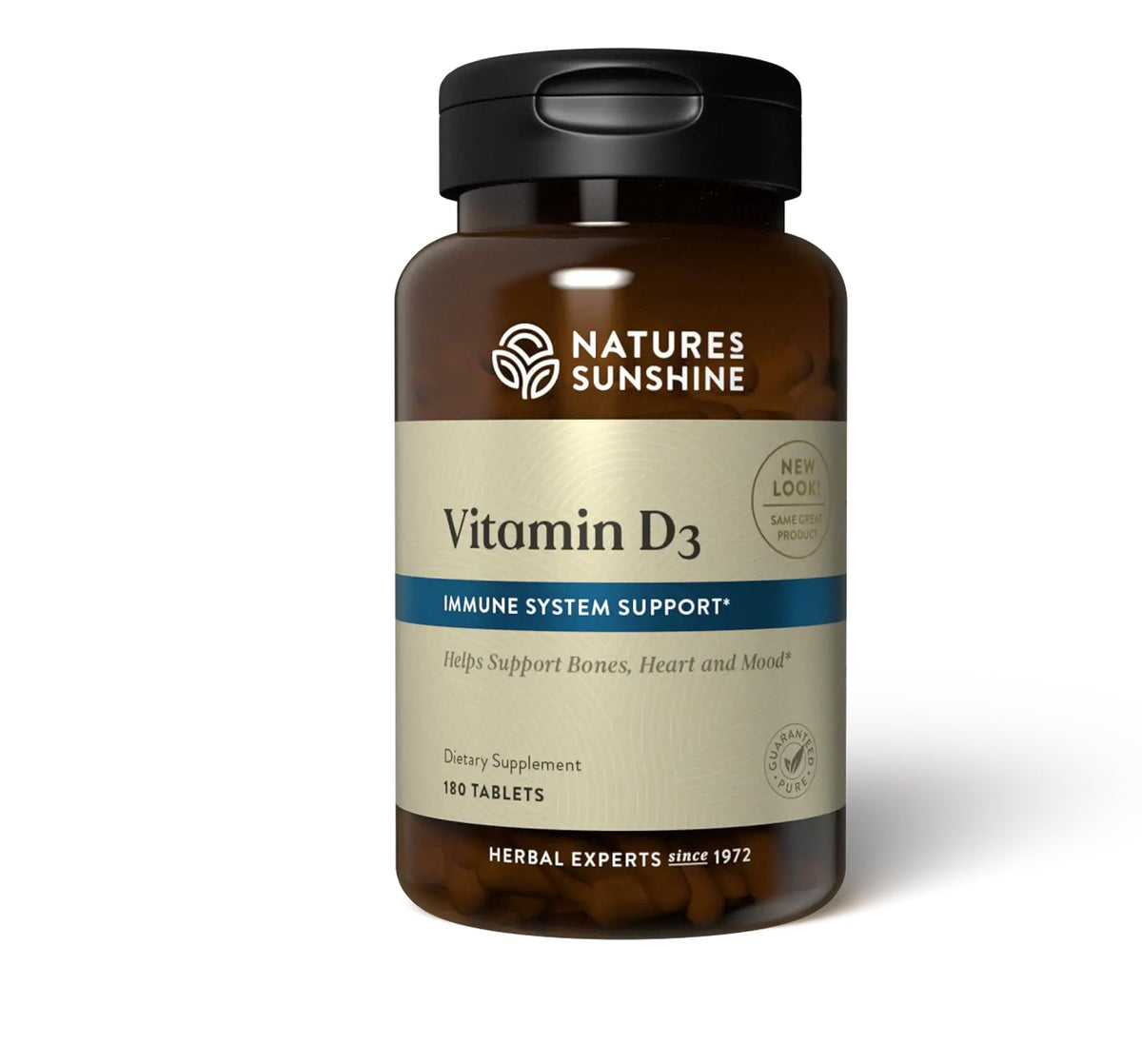 Nature's Sunshine Vitamina D3, tabletas de 180, apoyo a la salud ósea