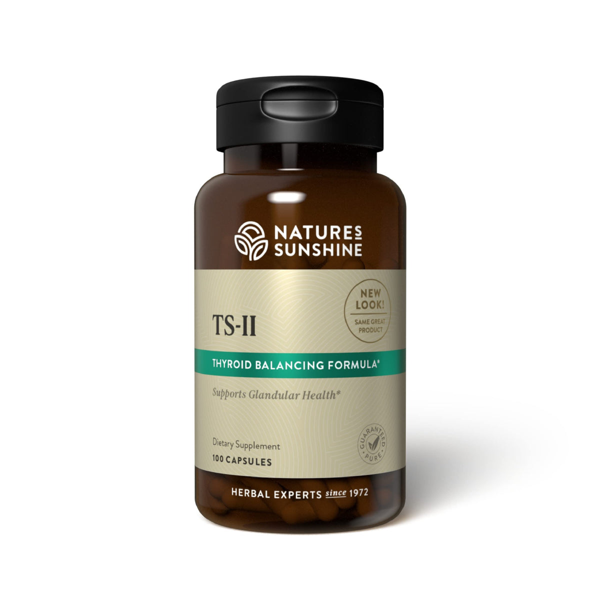 Nature's Sunshine TS II con lúpulo: botella lista para uso diario, podría apoyar funciones glandulares.