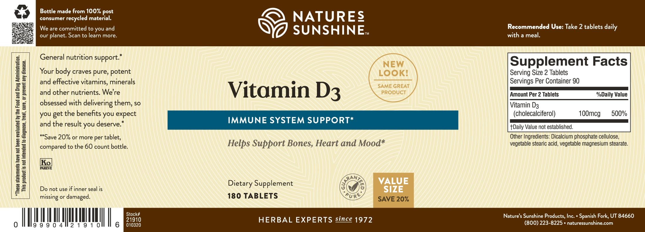 Uso diario recomendado con Nature's Sunshine Vitamina D3 para bienestar general