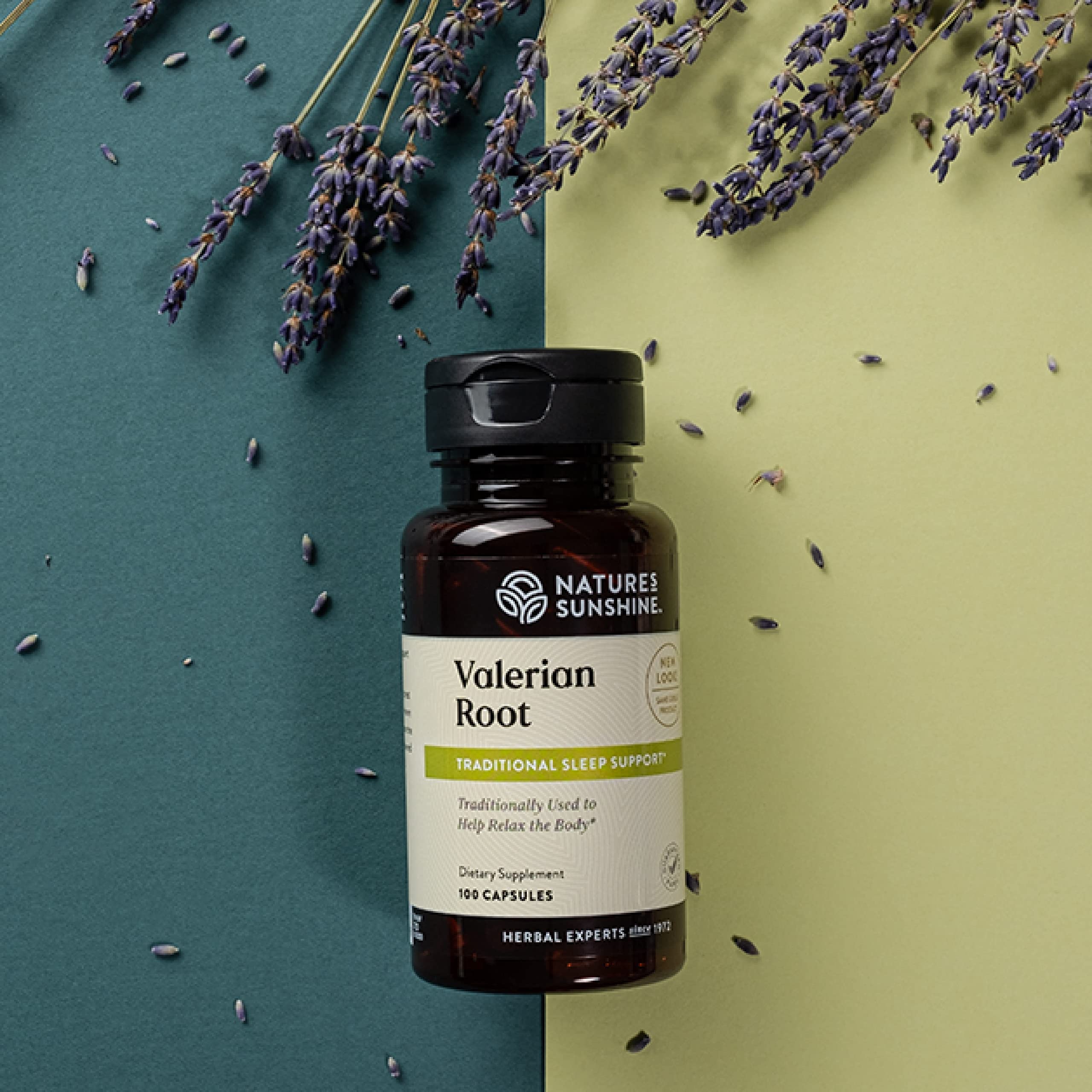 Nature's Sunshine Valerian Root: envase ámbar que protege la frescura del producto.