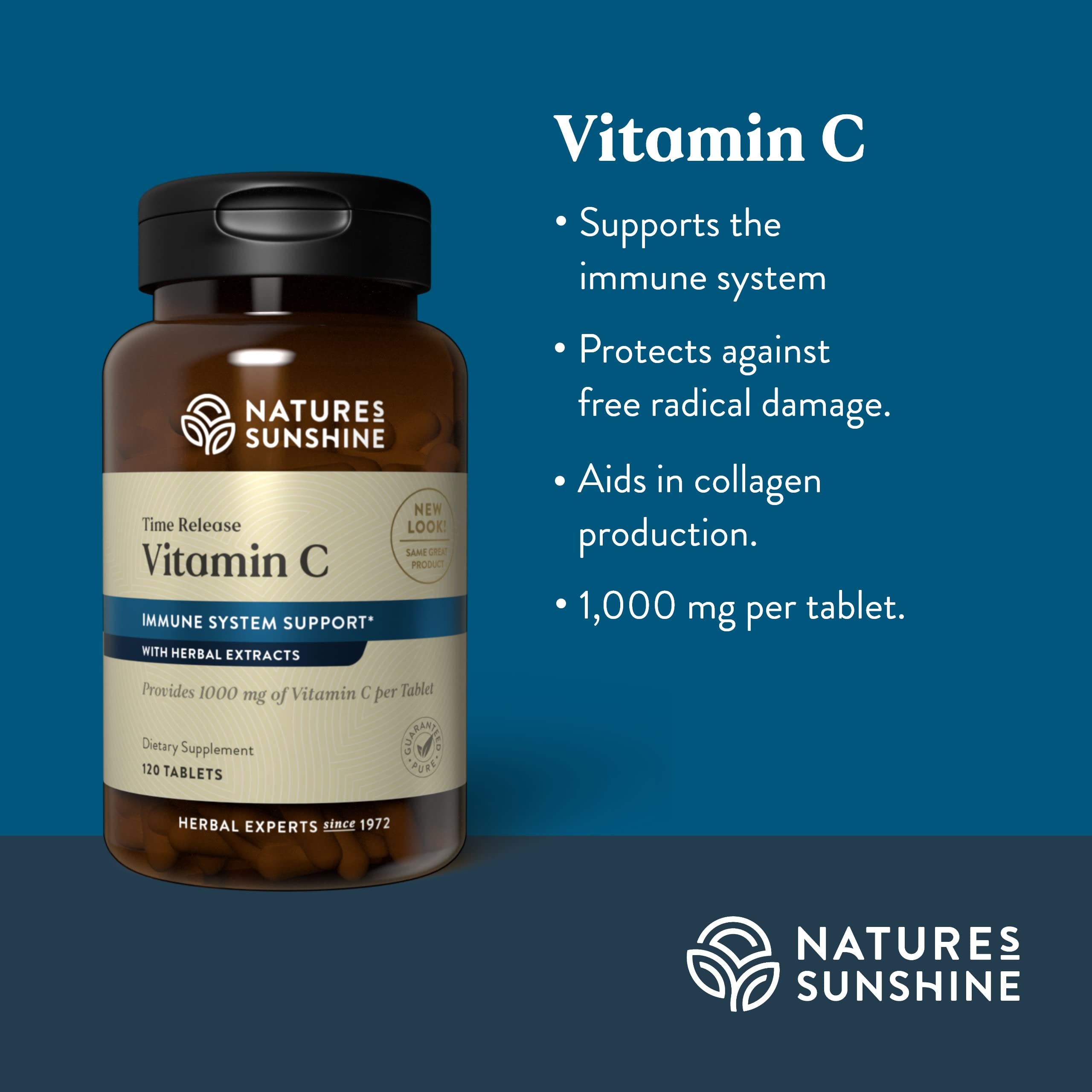 Tabletas de Vitamina C Nature's Sunshine para uso diario y apoyo general.