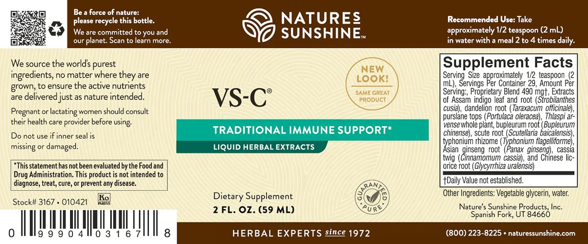 Gotero de Nature's Sunshine VS-C líquido listo para dosificación diaria