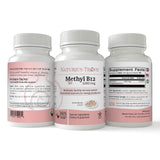 Nature's Trove Vitamina B12 metilcobalamina en empaque: recomendado para veganos y digestión saludable.