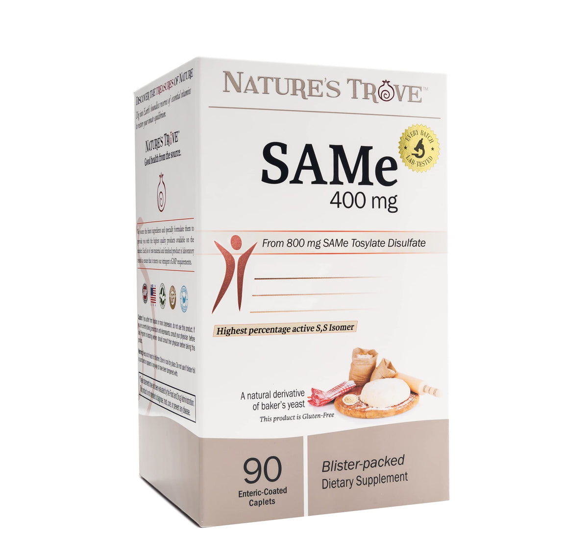 Nature's Trove SAM-e 400 mg caplets entericas en frasco para absorción óptima