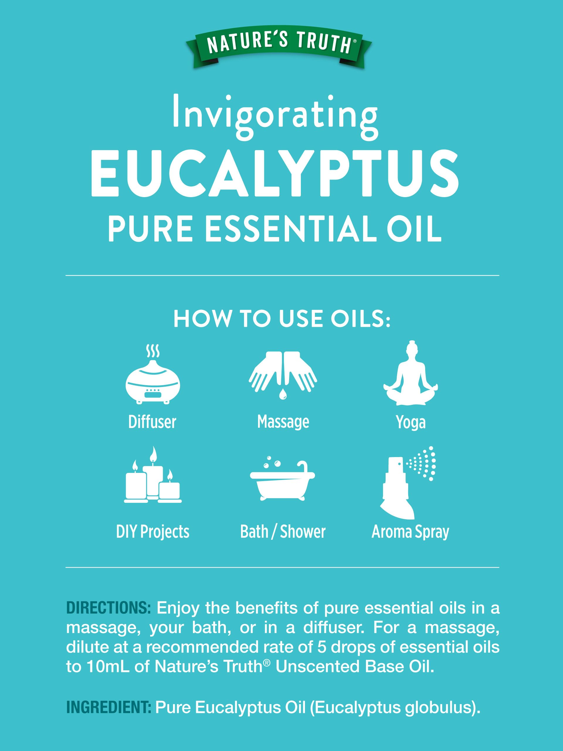 Nature's Truth aceite esencial de eucalipto: difusor para un aroma vigorizante y claro