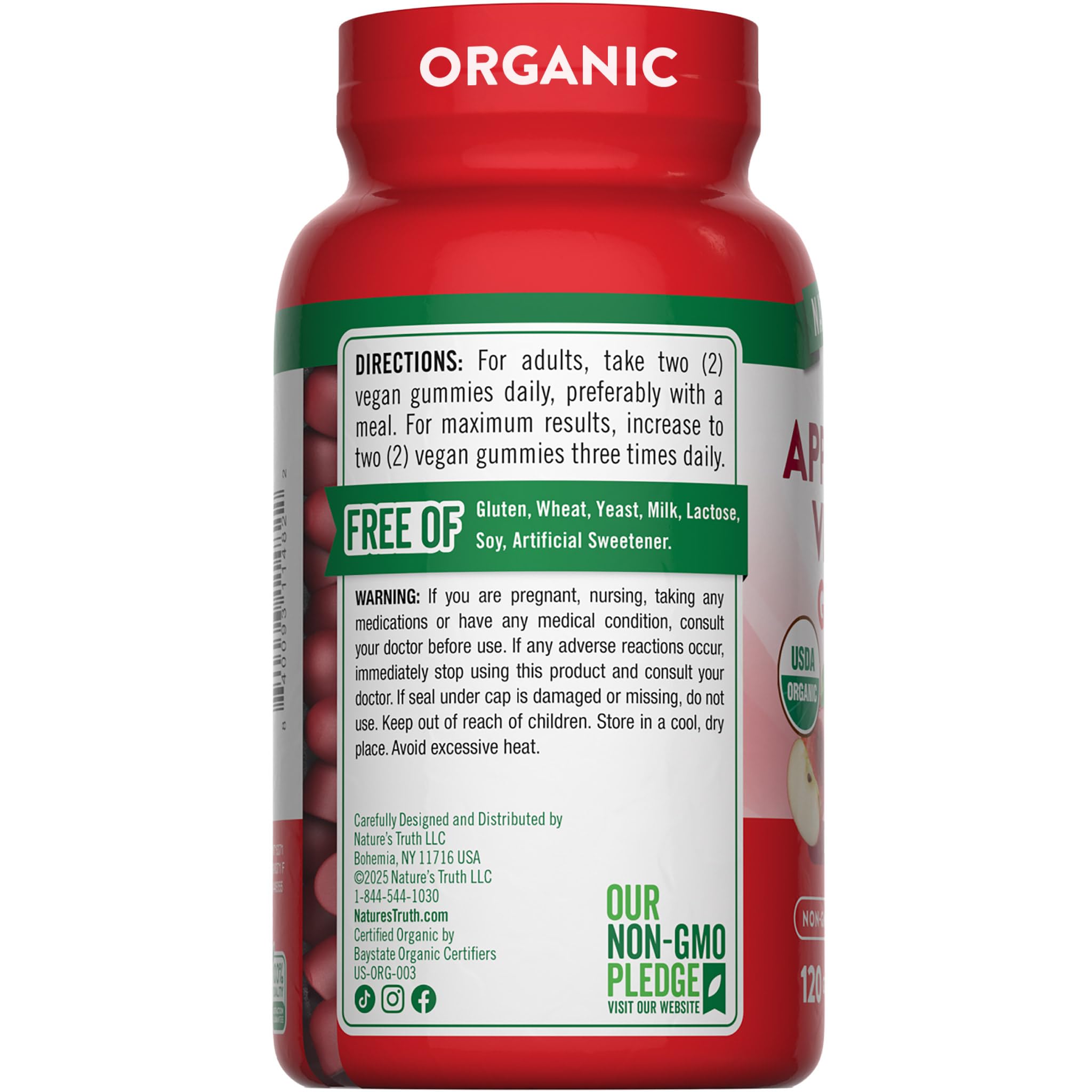 Nature's Truth gominolas de manzana con respaldo en tres generaciones.