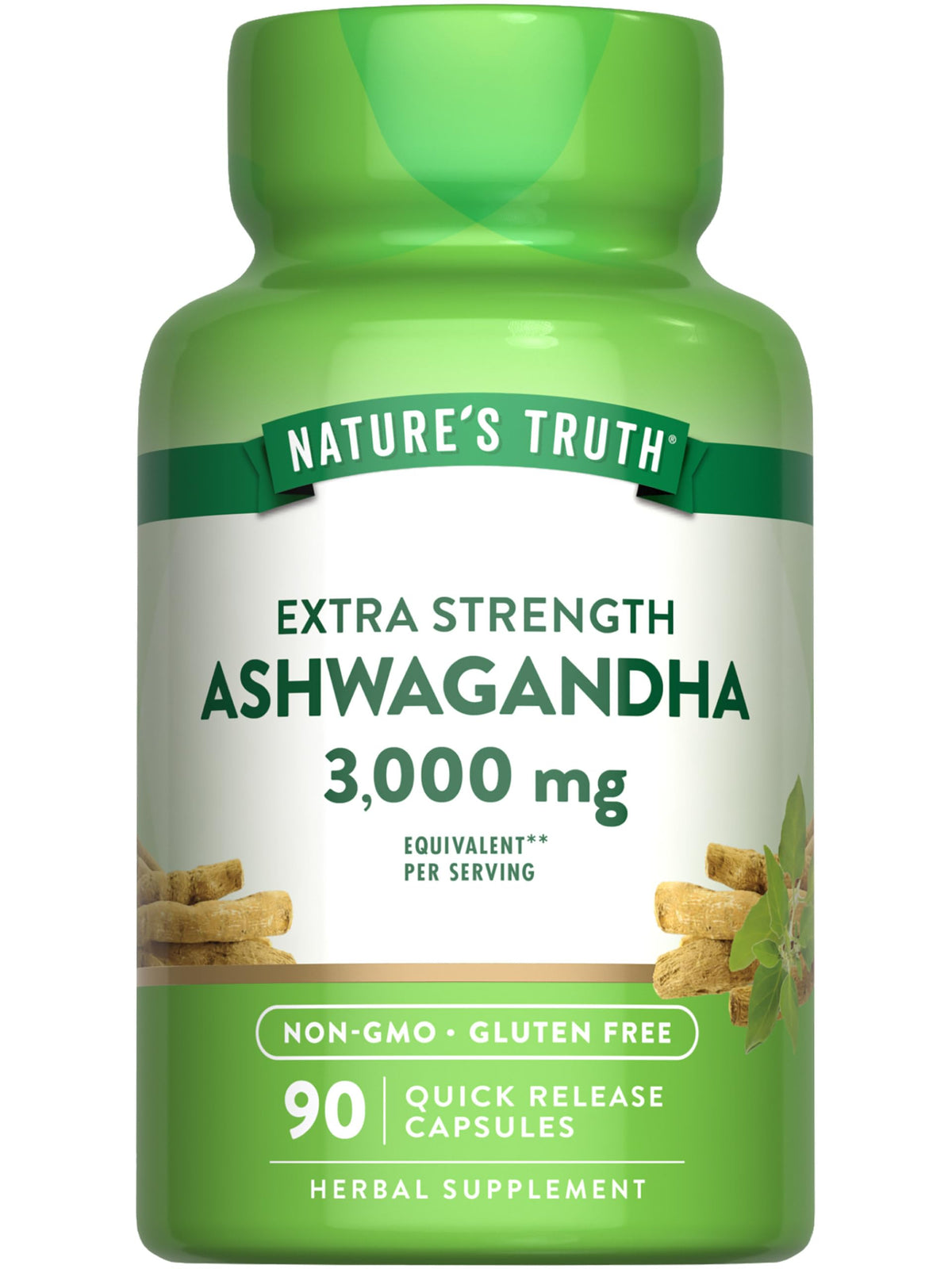 Nature's Truth Ashwagandha: cápsulas en botella para uso diario práctico