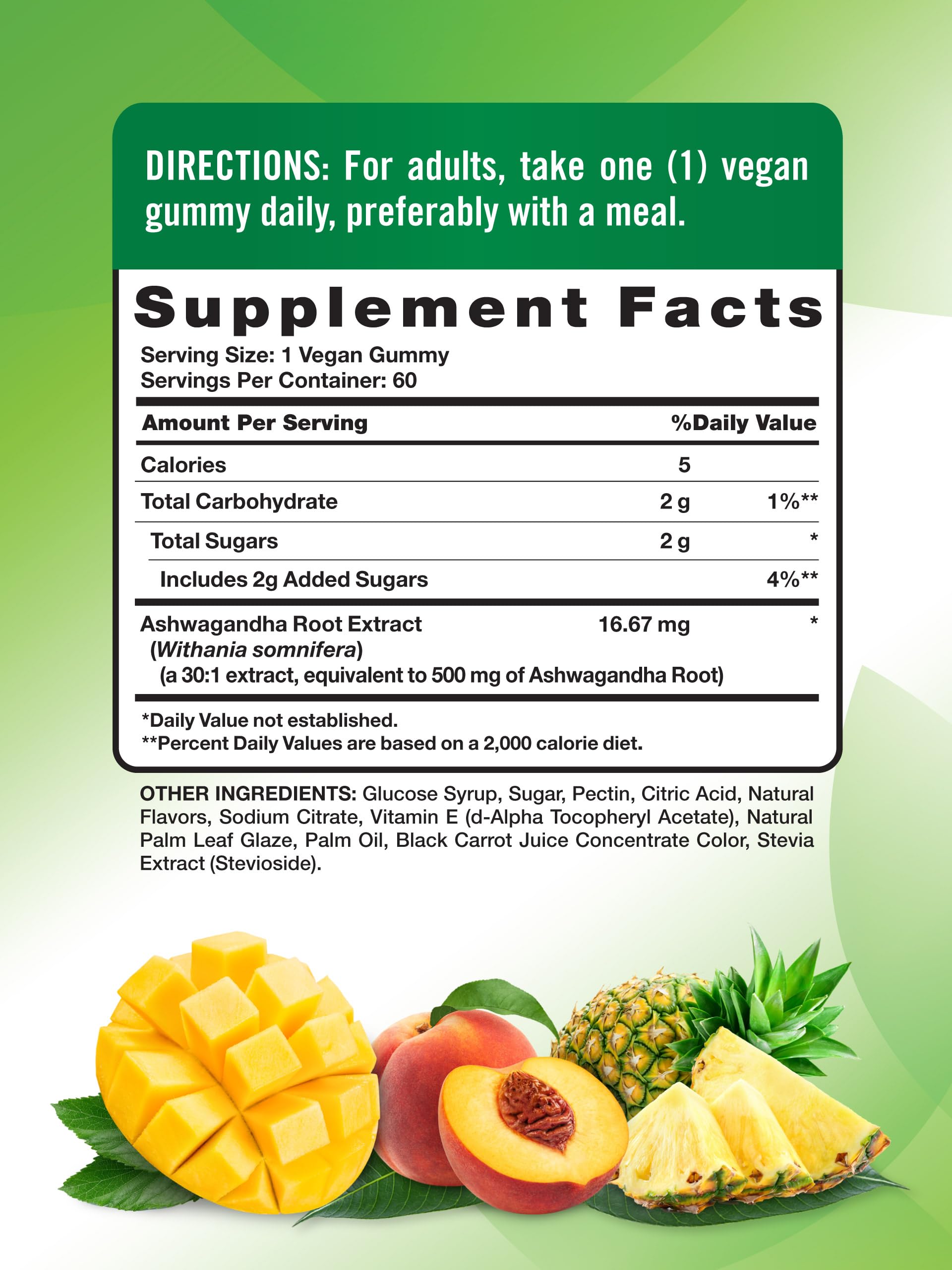Nature's Truth Ashwagandha Gummies, etiqueta clara: calidad y transparencia visibles