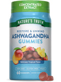 Nature's Truth Ashwagandha Gummies frente de la botella: conveniencia diaria con sabor tropical
