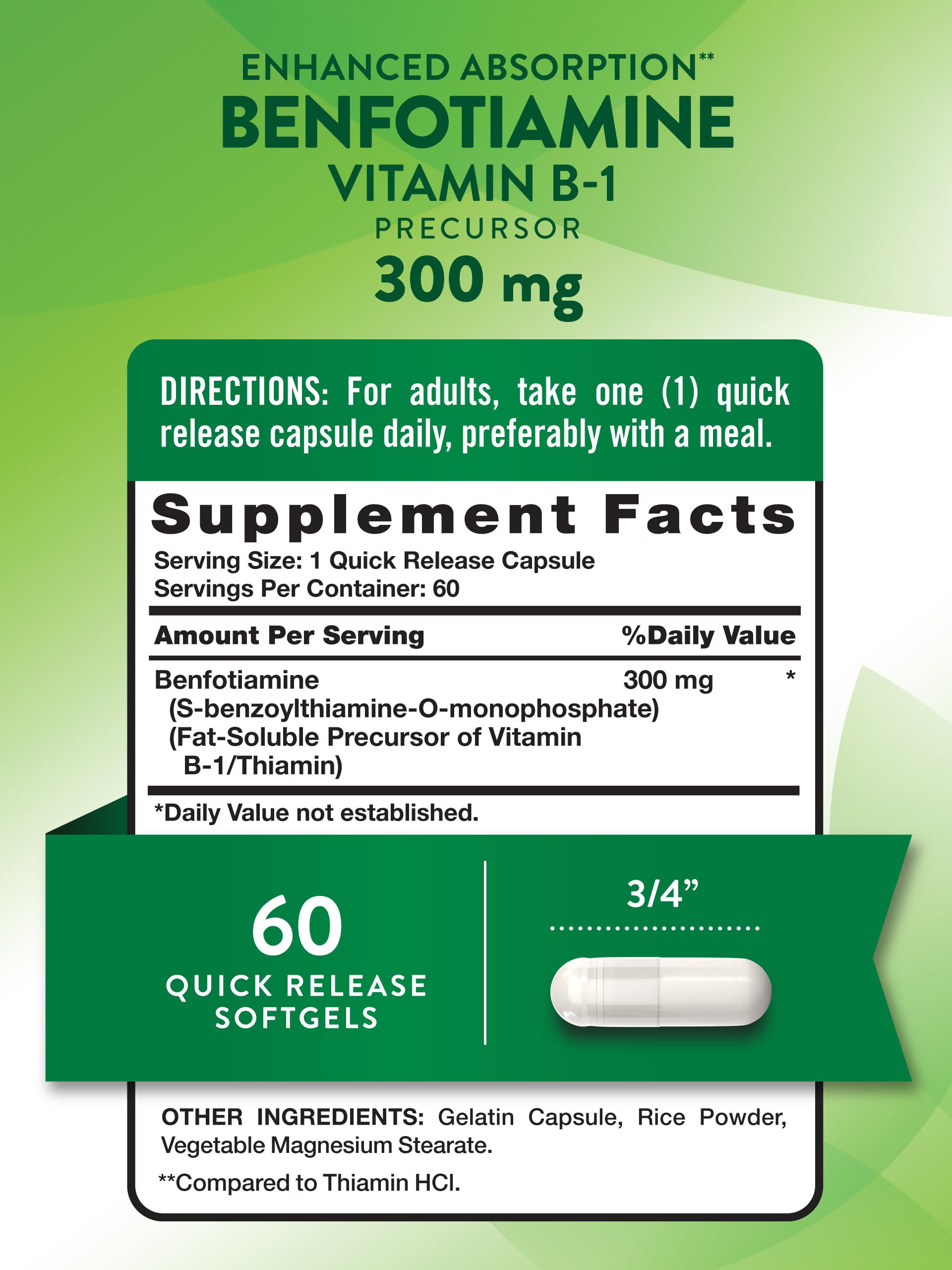 Nature's Truth Benfotiamina: botella de 60 cápsulas en estante
