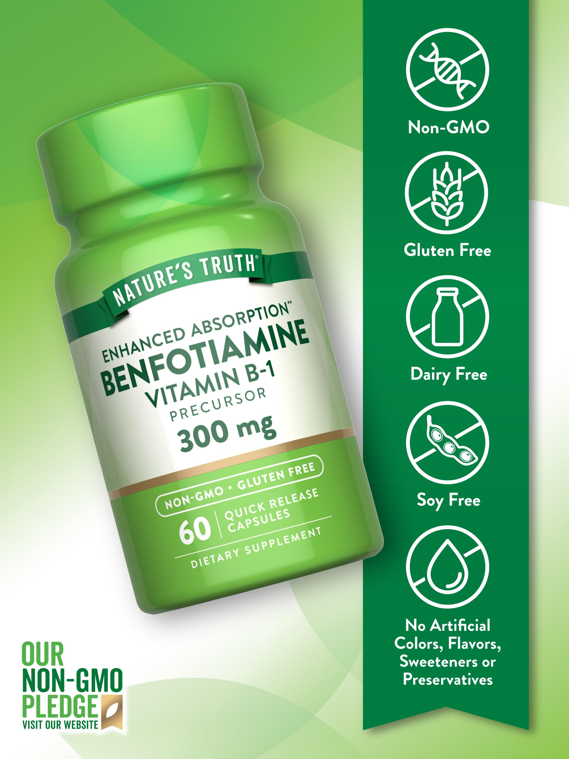 Nature's Truth Benfotiamina: etiqueta sin gluten, enfoque en pureza