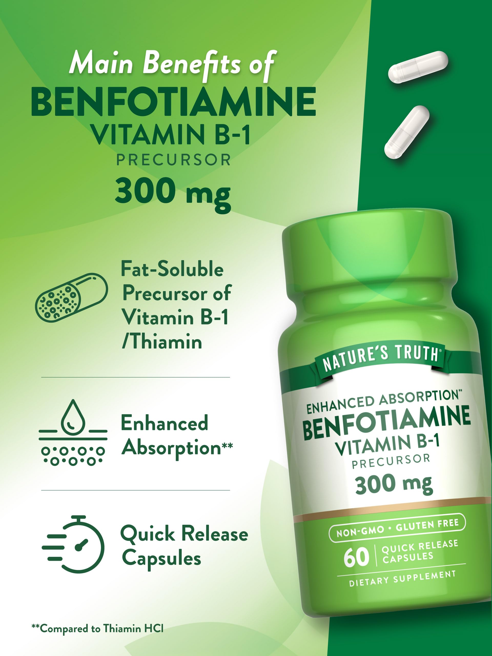 Nature's Truth Benfotiamina: frasco visible en estante con diseño limpio